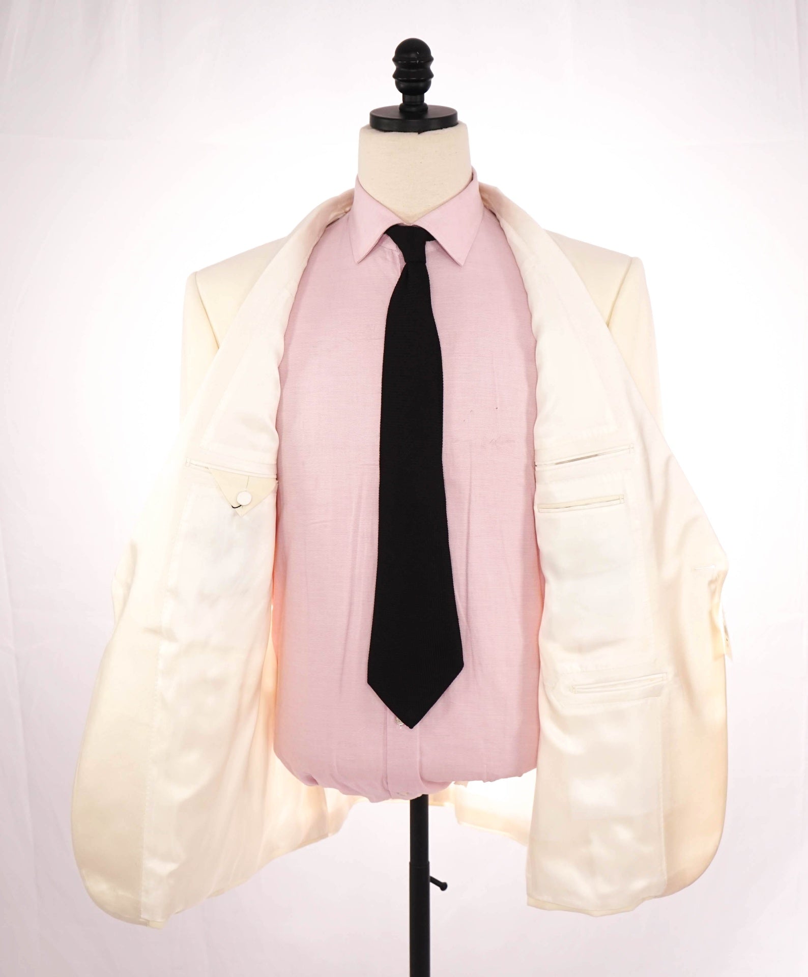 $3,990 ZEGNA - Ivory "VENEZIA" Wool Shawl Lapel Dinner Jacket - 48R