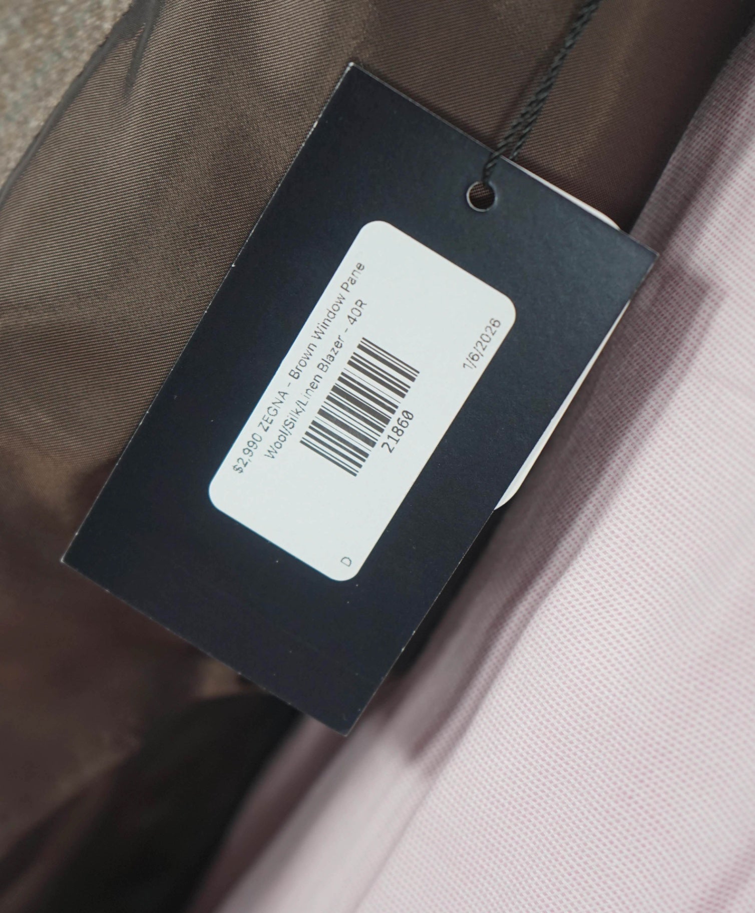 $2,990 ZEGNA - Brown Window Pane Wool/Silk/Linen Blazer - 40R