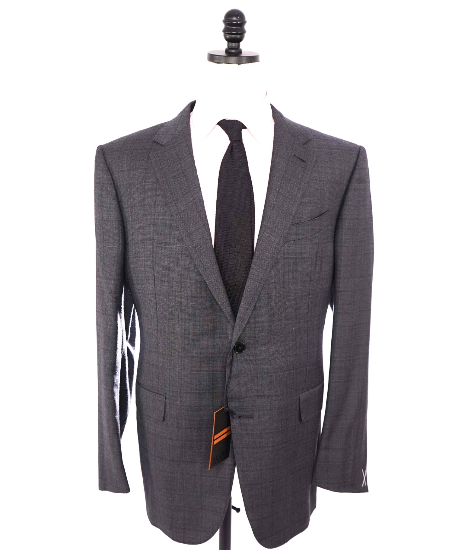 $4,090 ZEGNA - Gray Windowpane TROFEO Wool Suit - 50L US