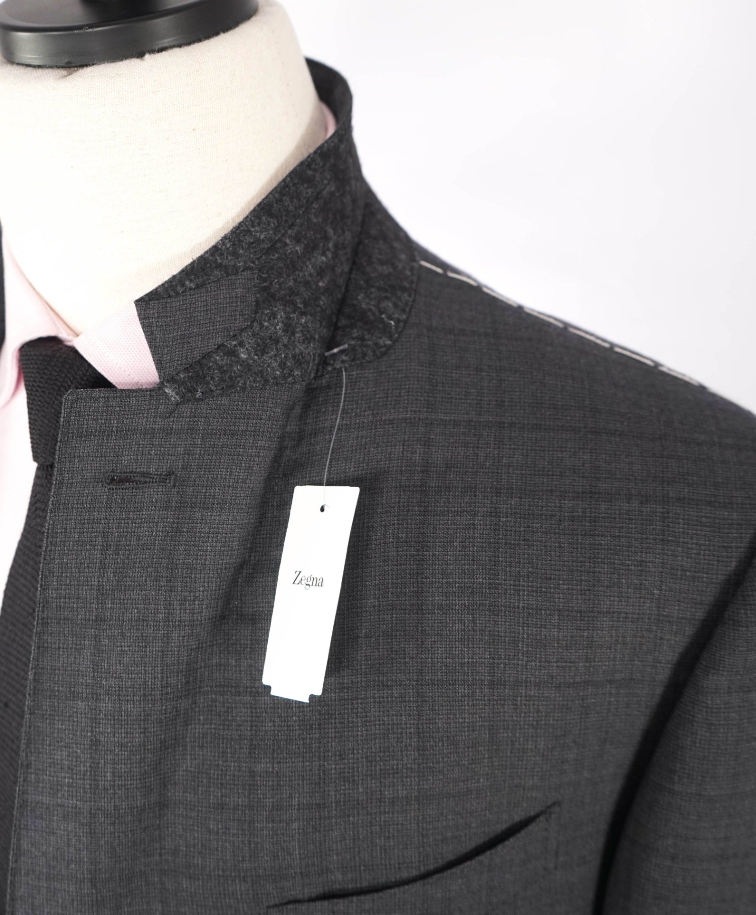 $4,090 ZEGNA - Gray Windowpane TROFEO Wool Suit - 52L US
