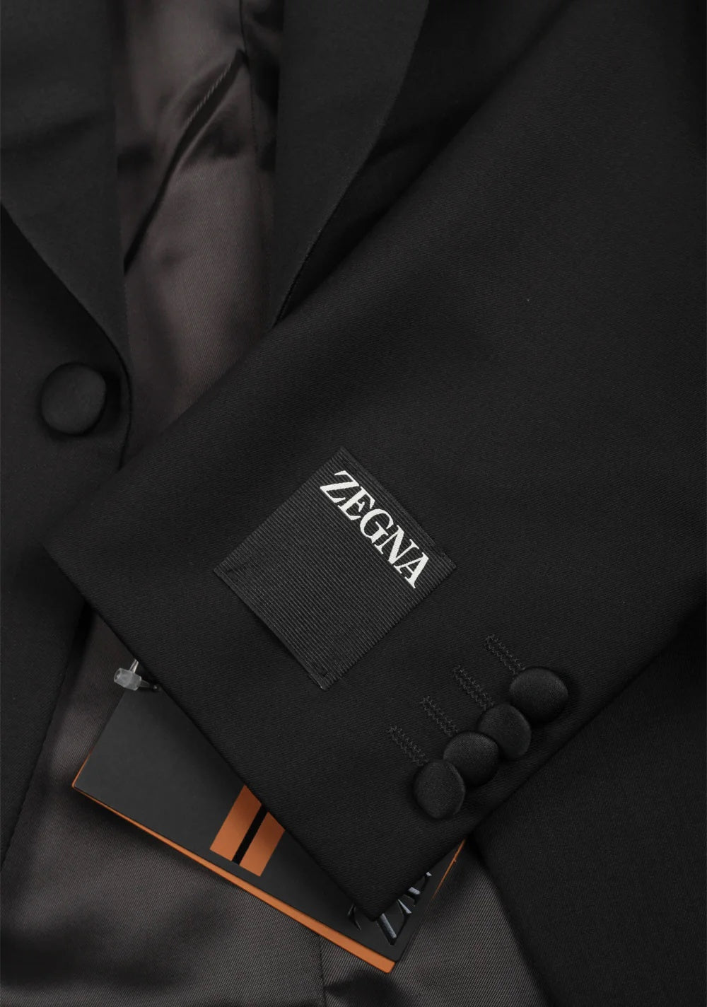 $3,950 ZEGNA - Solid Black Wool/Mohair Shawl Lapel Tuxedo - 38S