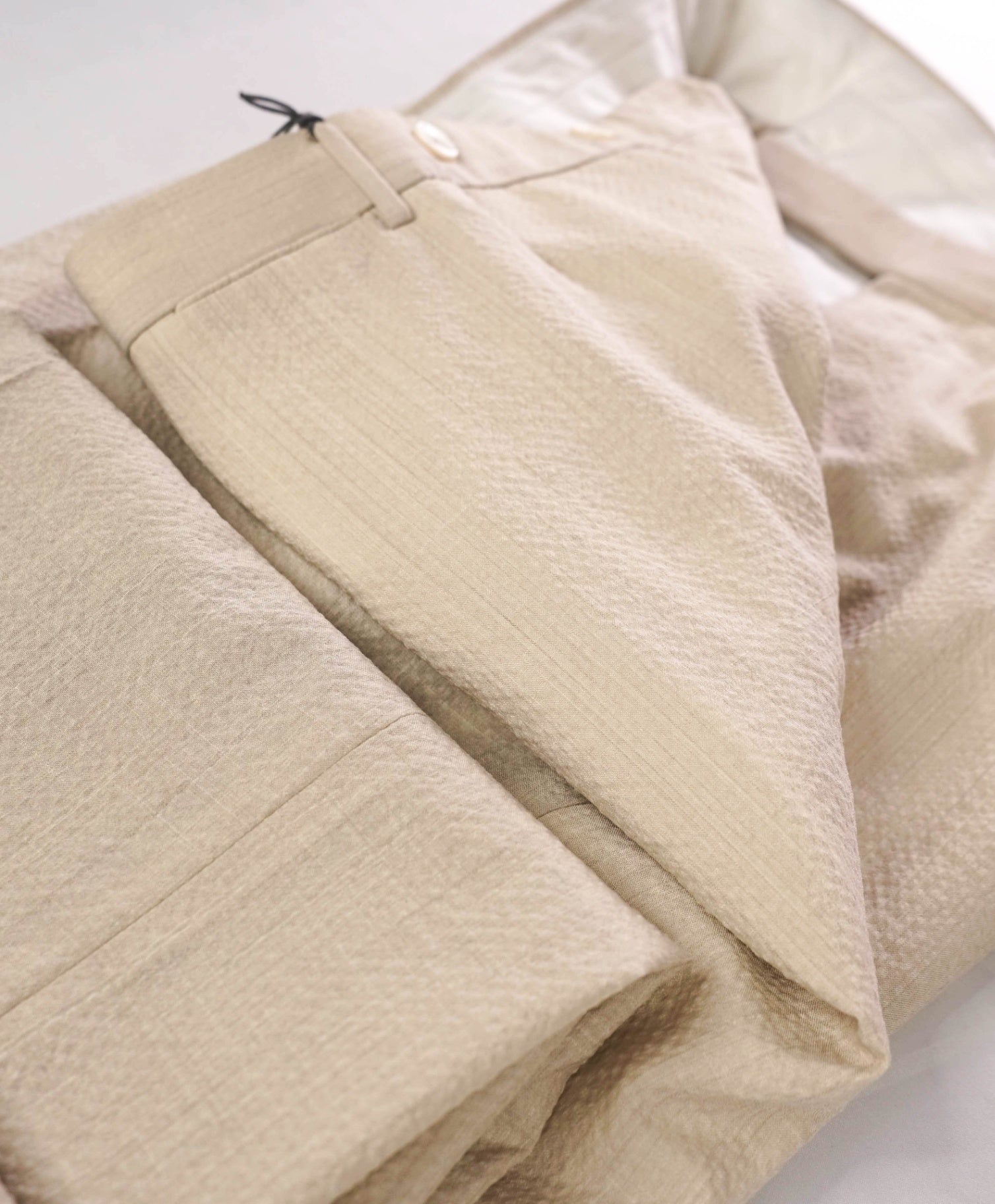 $795 ZEGNA - Beige "TROFEO SEERSUCKER" Slim Fit Pants - 40W