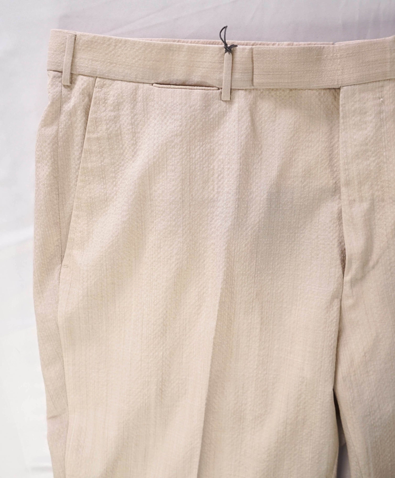 $795 ZEGNA - Beige "TROFEO SEERSUCKER" Slim Fit Pants - 40W