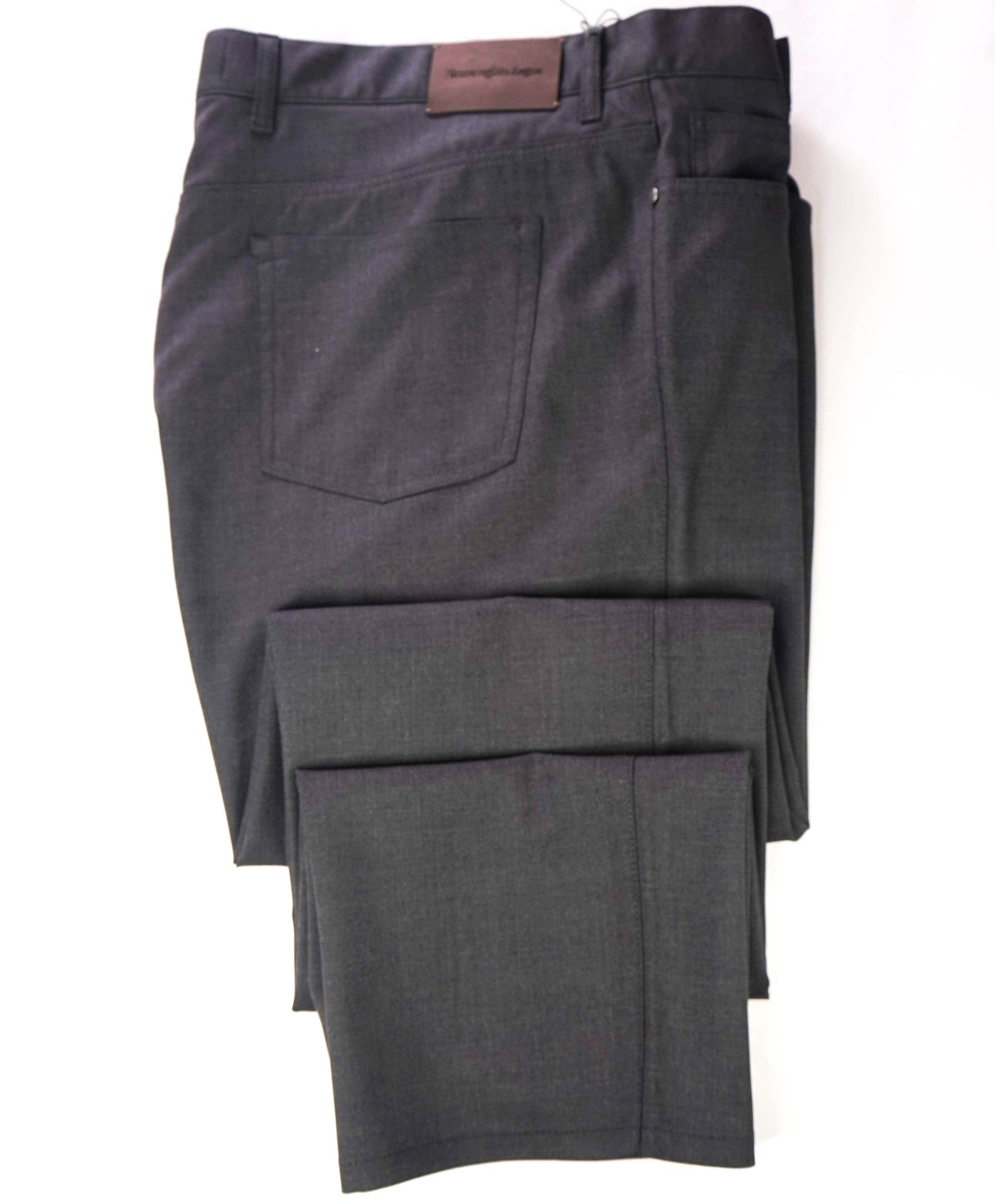 $695 ZEGNA - Solid Gray Wool 5-Pocket Pants - 42W