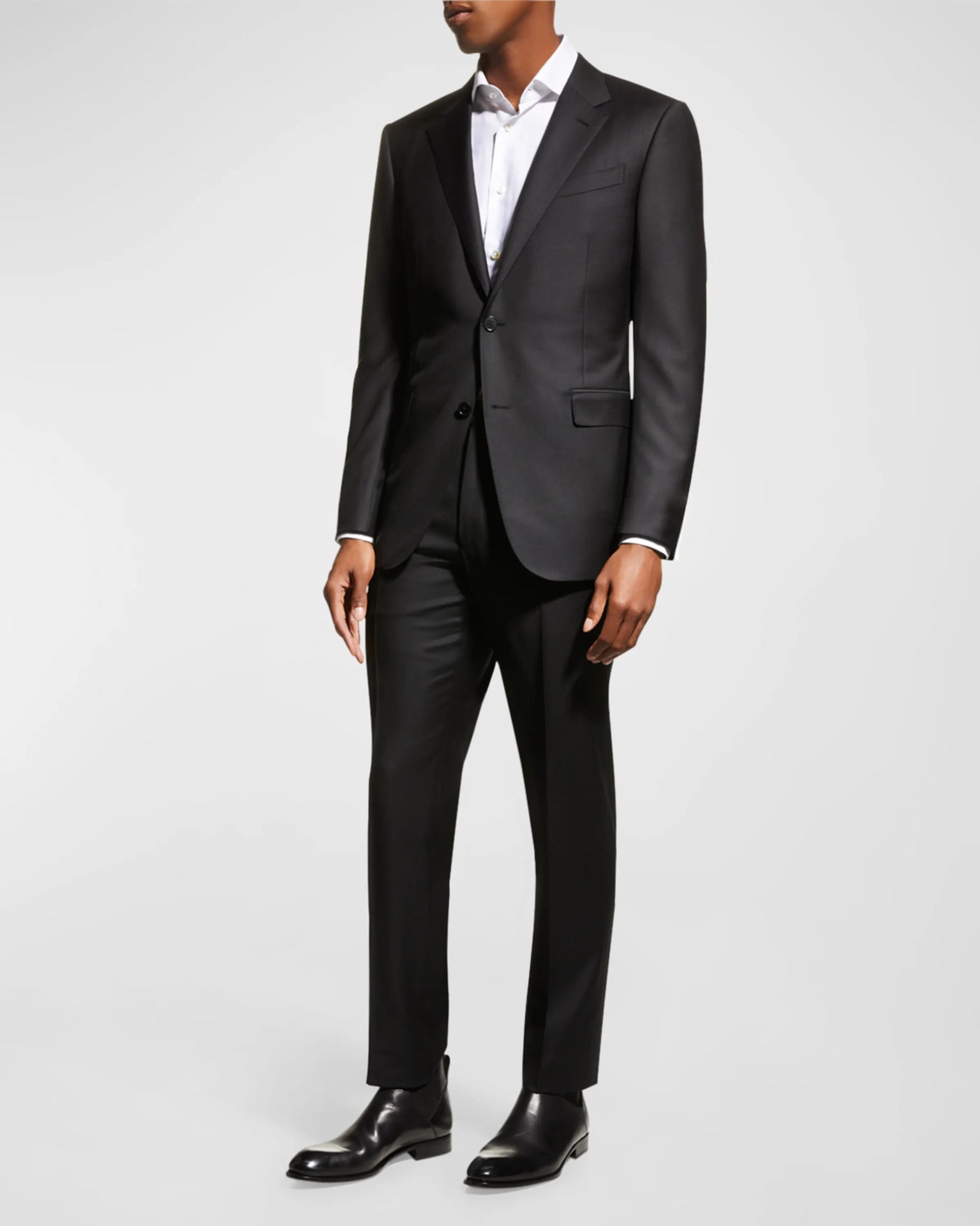 $3,950 ZEGNA - Solid Black "MICRONSPHERE" Wool Suit - 38L