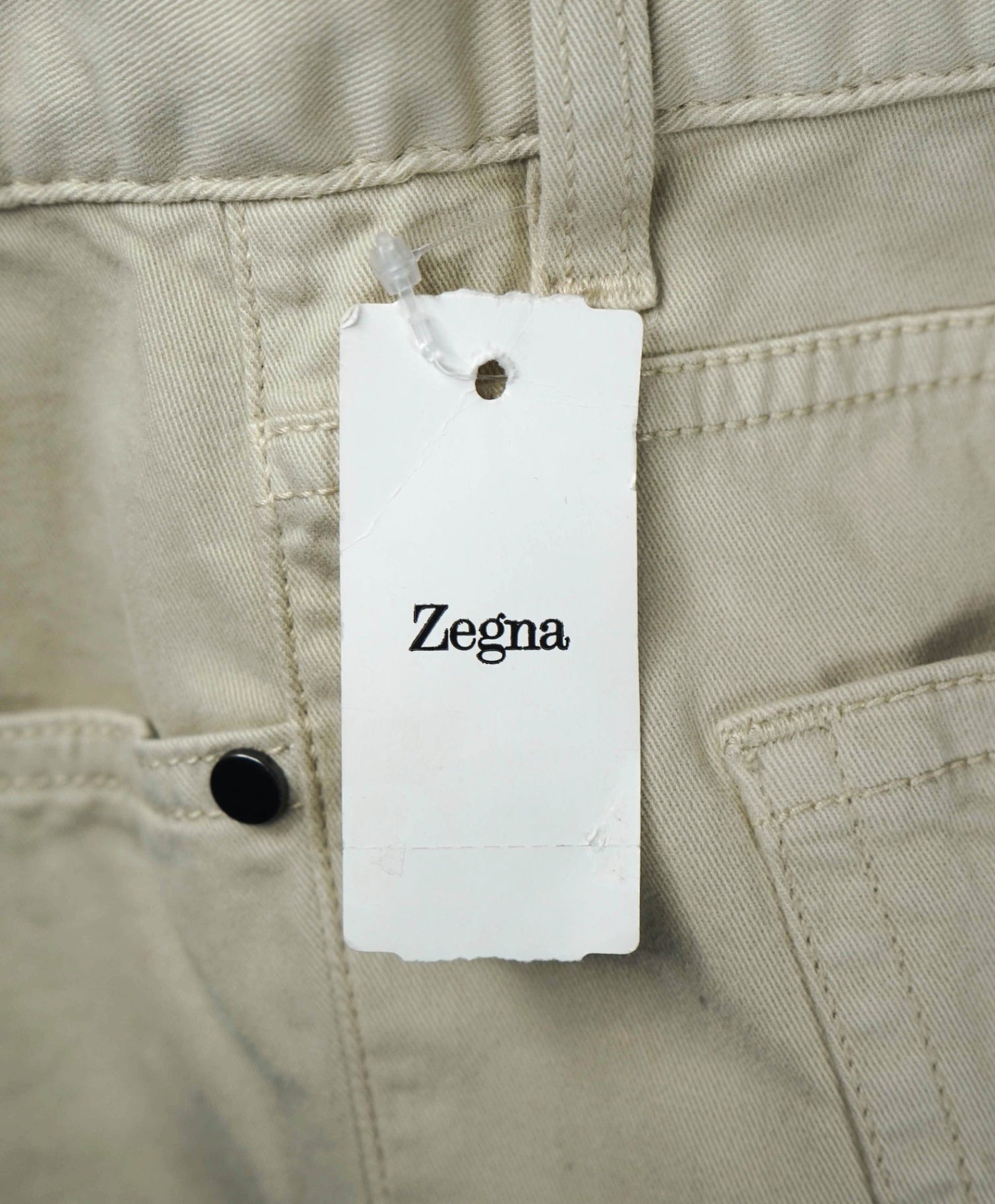 $795 ZEGNA - Beige Soft Denim Pants - 40W