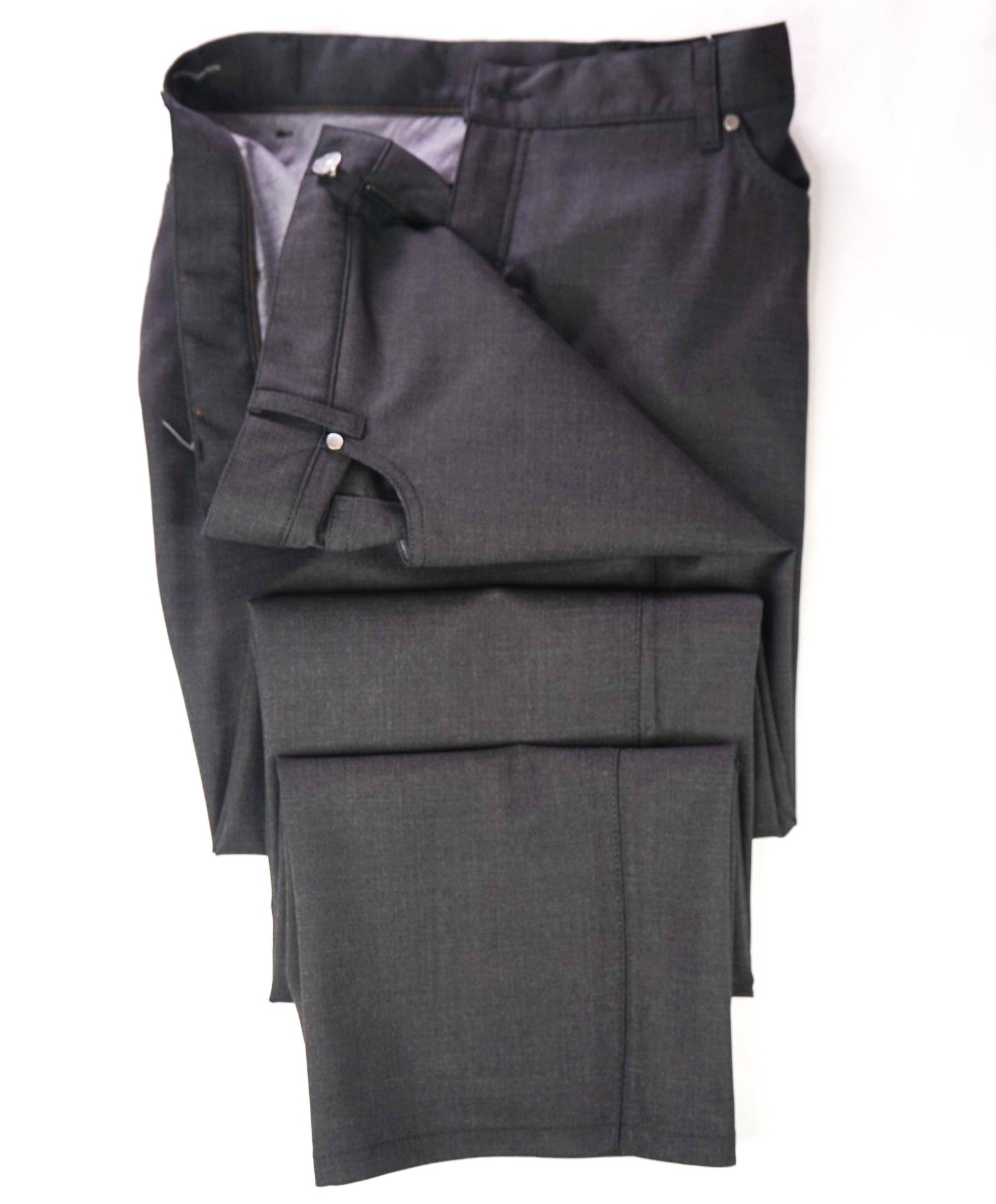 $695 ZEGNA - Solid Gray Wool 5-Pocket Pants - 42W