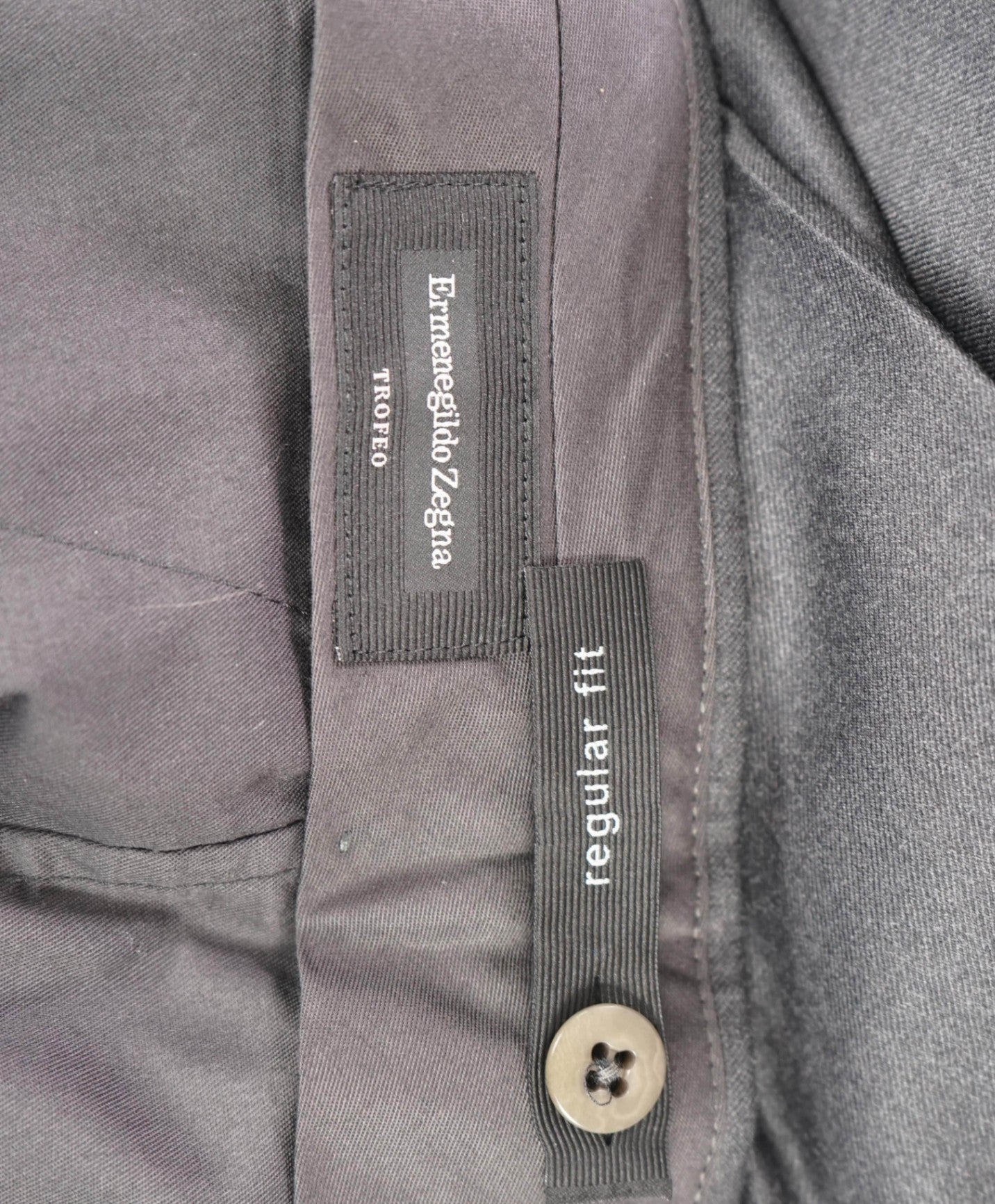 $950 ZEGNA - Solid Gray TROFEO Wool Pants - 38W