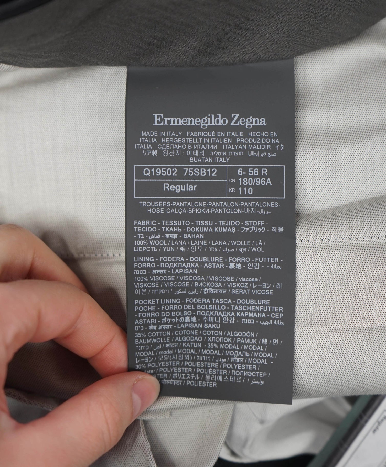 $795 ZEGNA - Solid Black TROFEO Wool Pants - 39W