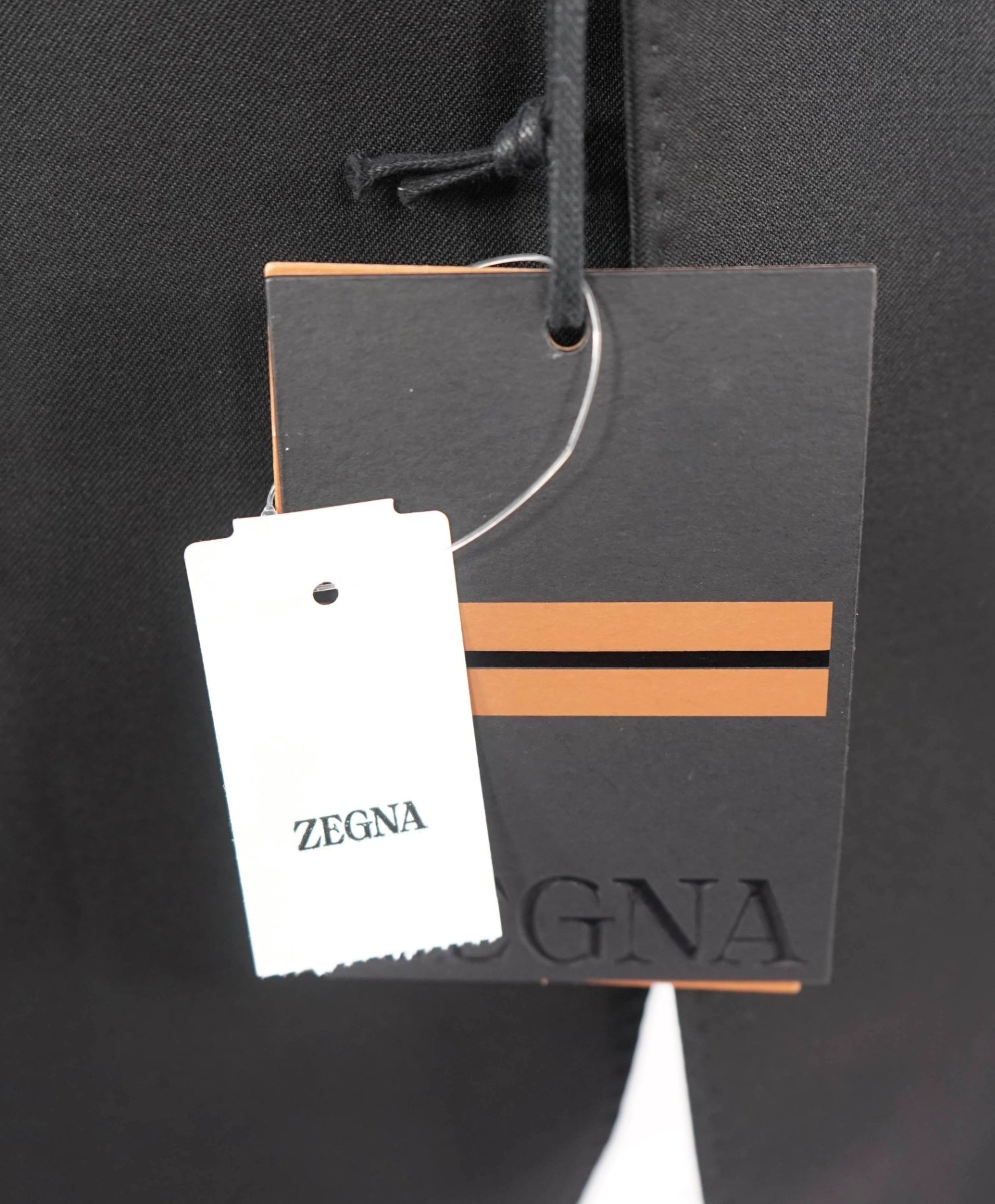 $3,990 ZEGNA - Solid Black Wool Peak Lapel Tuxedo - 48R