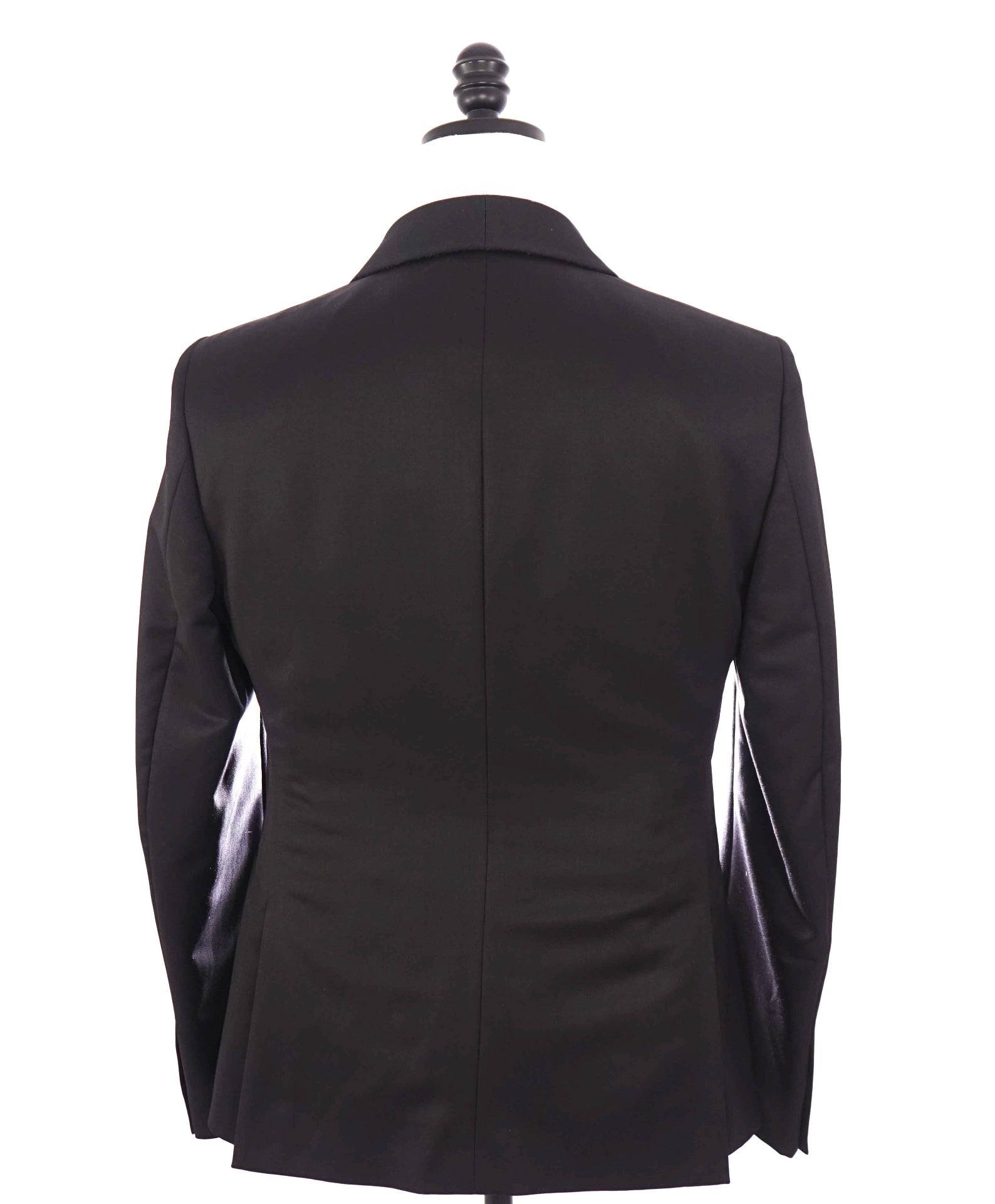 $3,950 ZEGNA - Solid Black Wool/Mohair Shawl Lapel Tuxedo - 38S