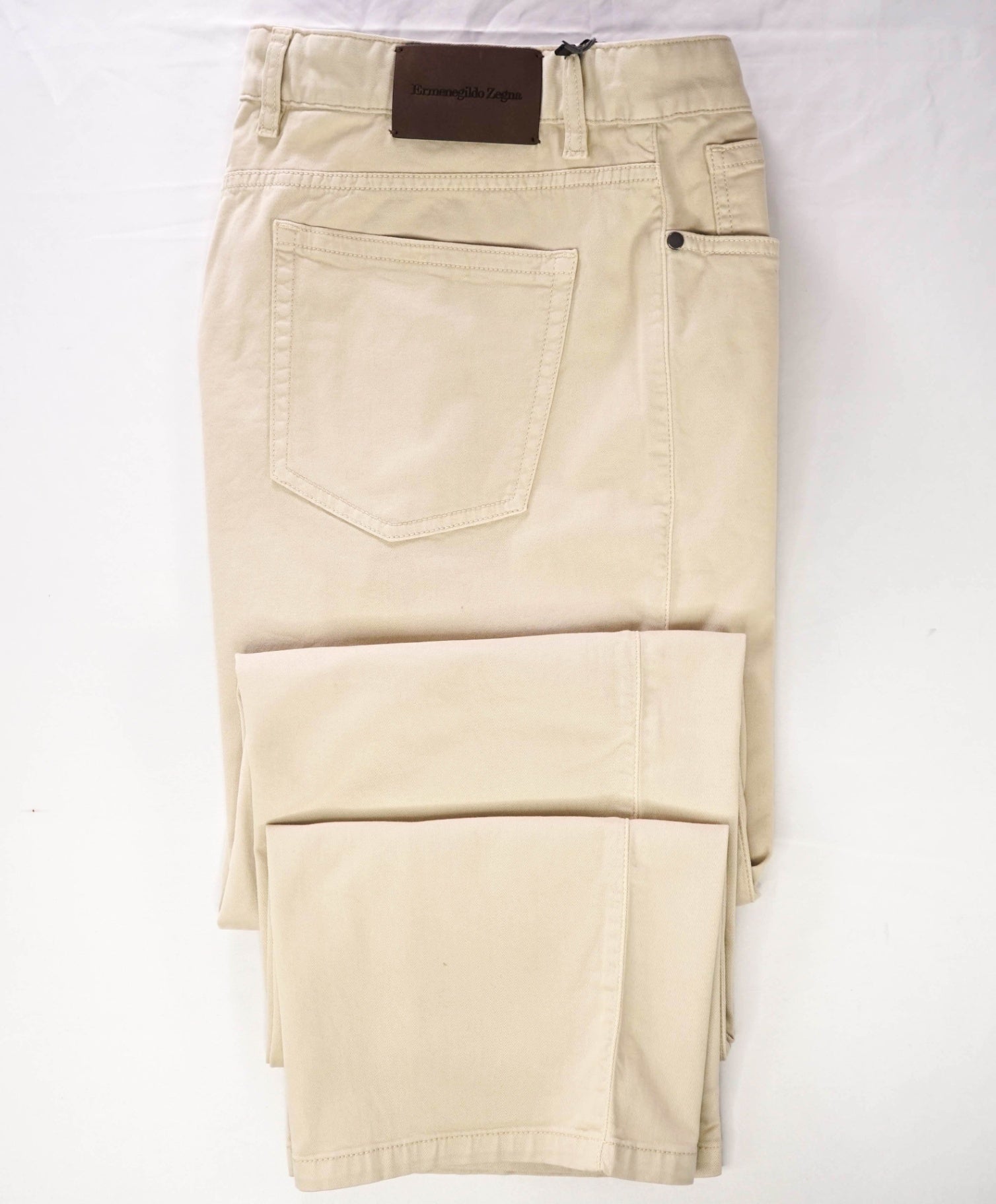 $795 ZEGNA - Beige Soft Denim Pants - 40W