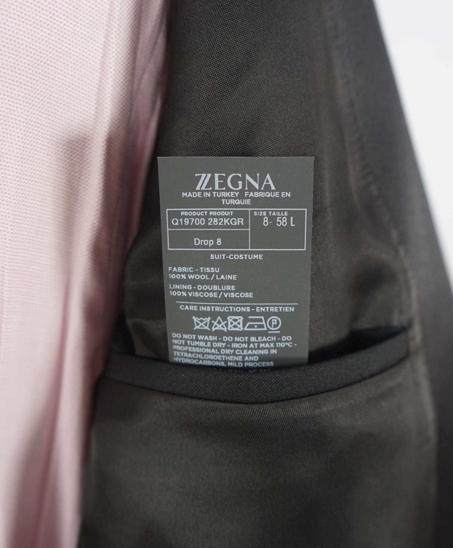 $1,570 Z ZEGNA - Solid Black Wool Peak Lapel Tuxedo - 48L