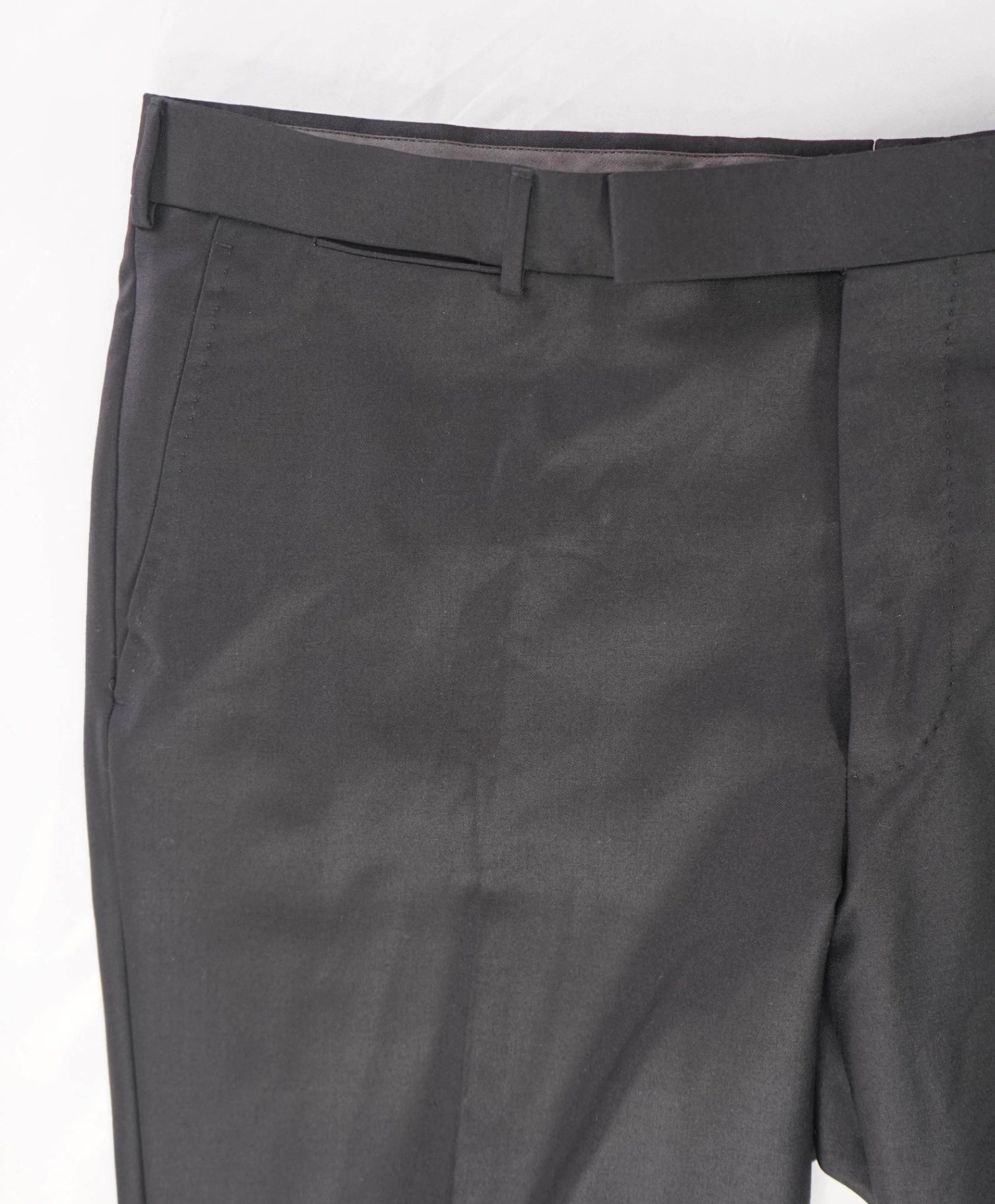 $795 ZEGNA - Solid Black TROFEO Wool Pants - 39W