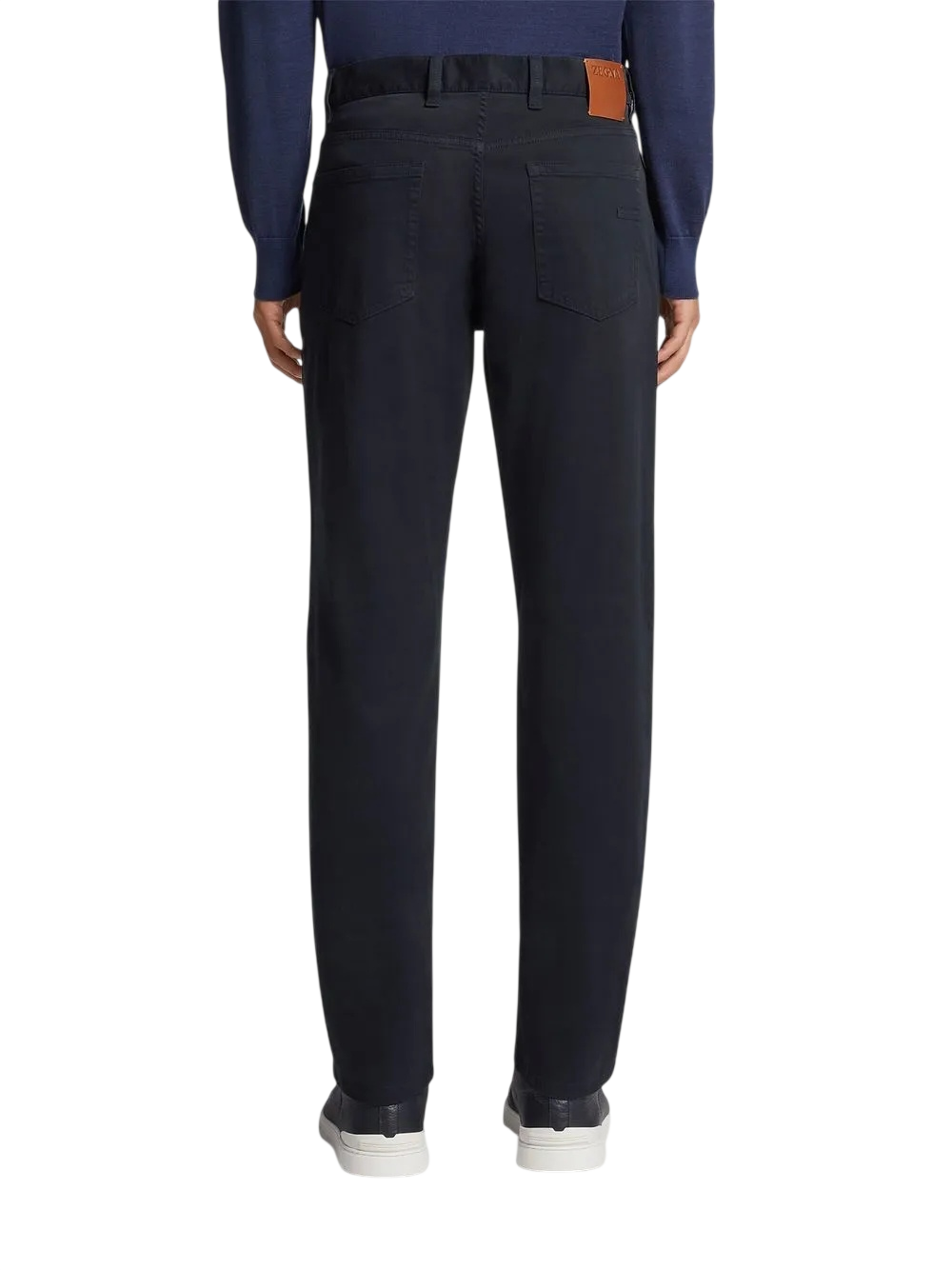 $690 ZEGNA - Navy Blue Cotton/Elastane 5-Pocket Chinos - 40W