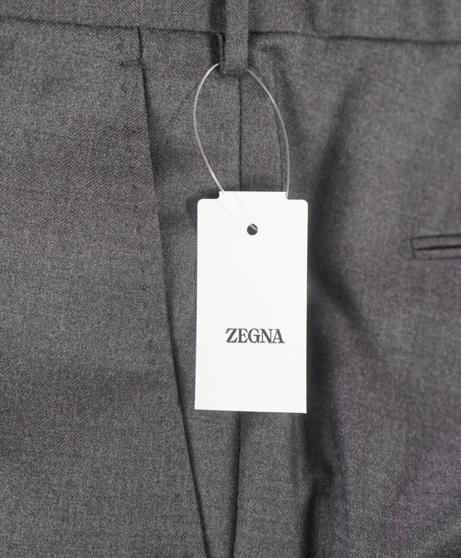 $950 ZEGNA - Solid Gray TROFEO Wool Pants - 38W