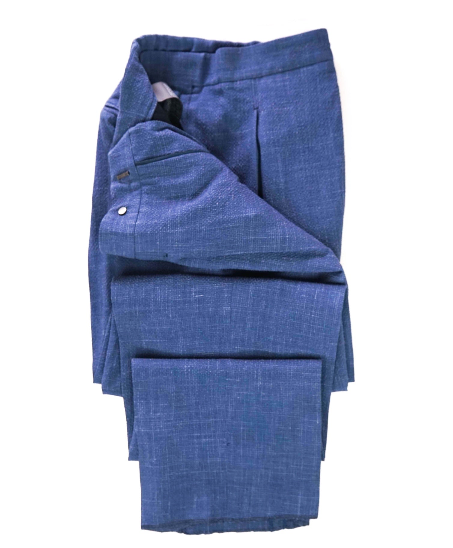 $795 ZEGNA - Solid Blue TROFEO SEERSUCKER Pants 1 of 1 - 35W