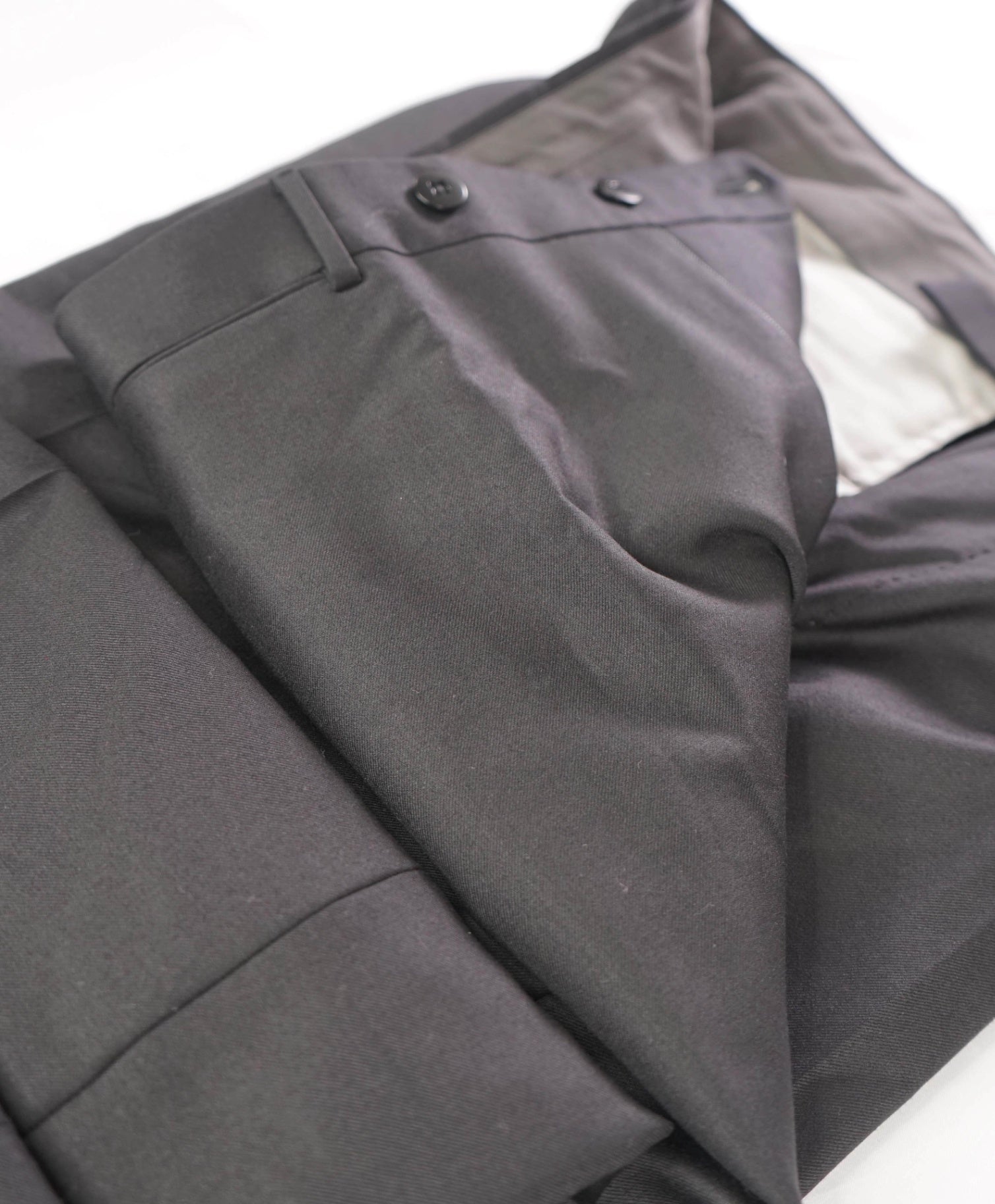 $795 ZEGNA - Solid Black TROFEO Wool Pants - 39W
