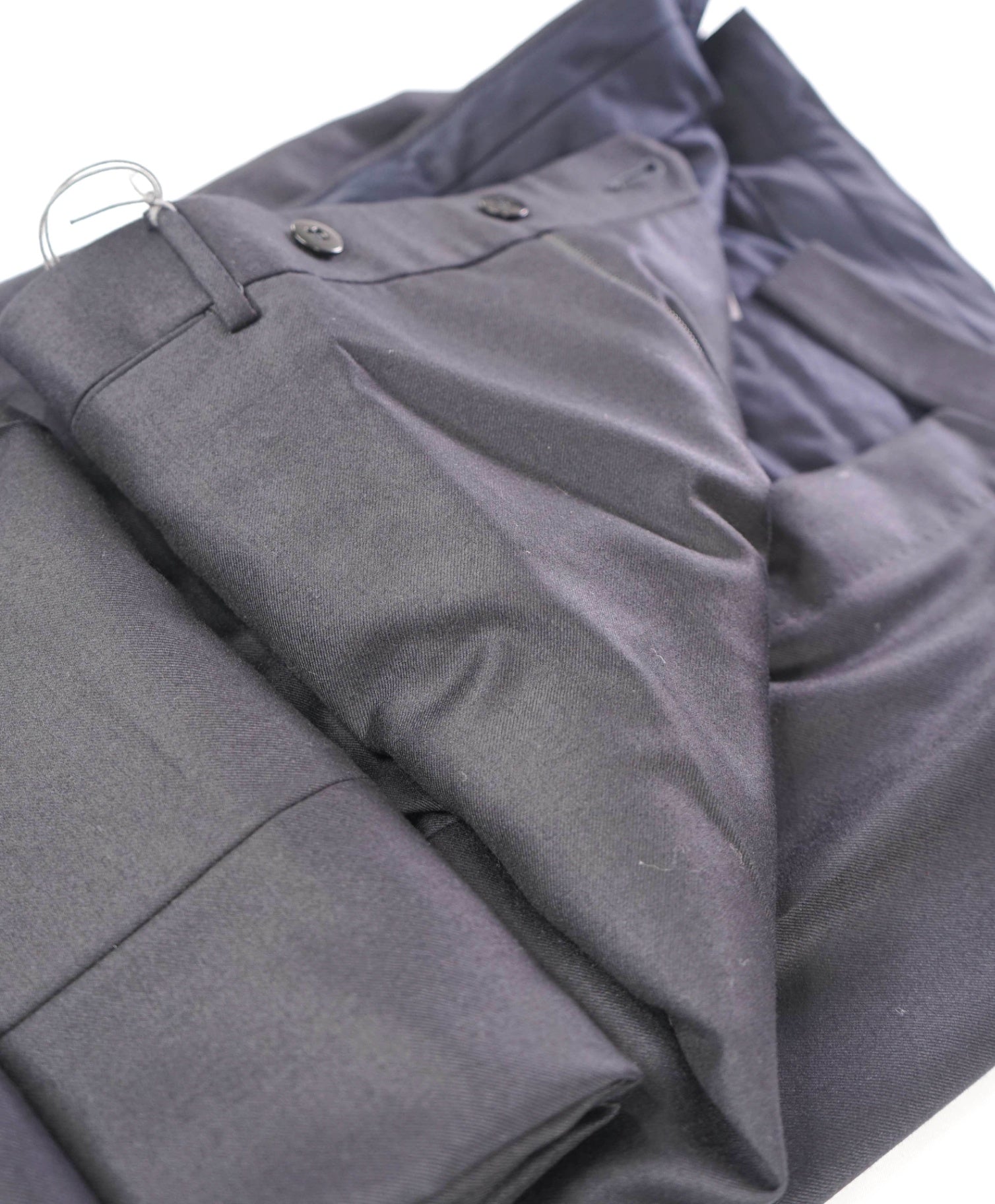 $950 ZEGNA - Solid Navy Blue TROFEO Wool Pants - 38W