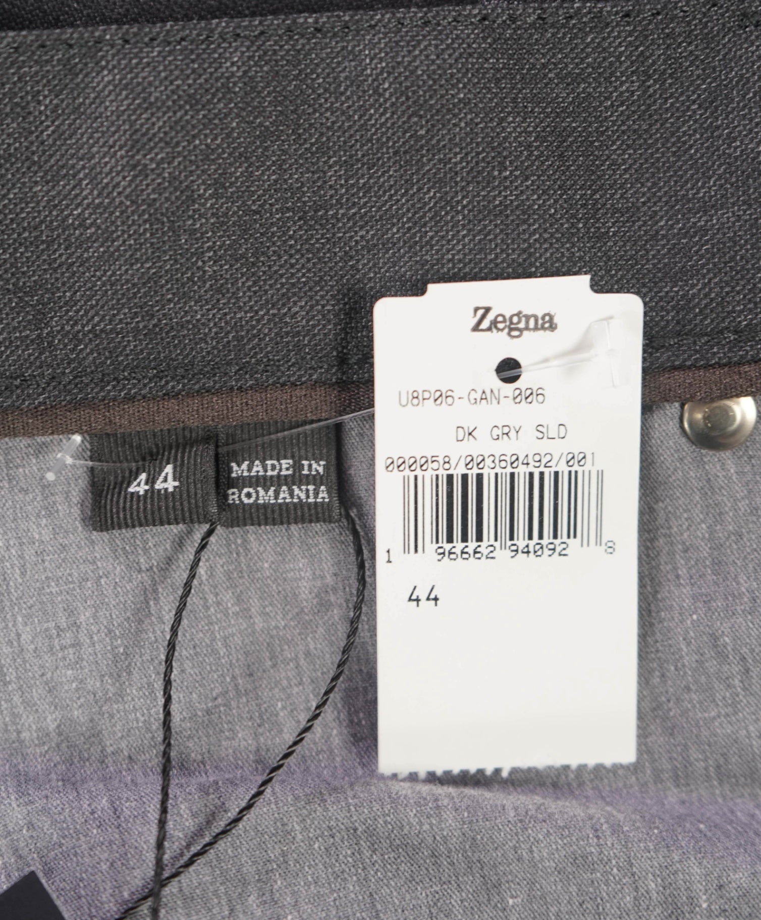 $695 ZEGNA - Solid Gray Wool 5-Pocket Pants - 44W