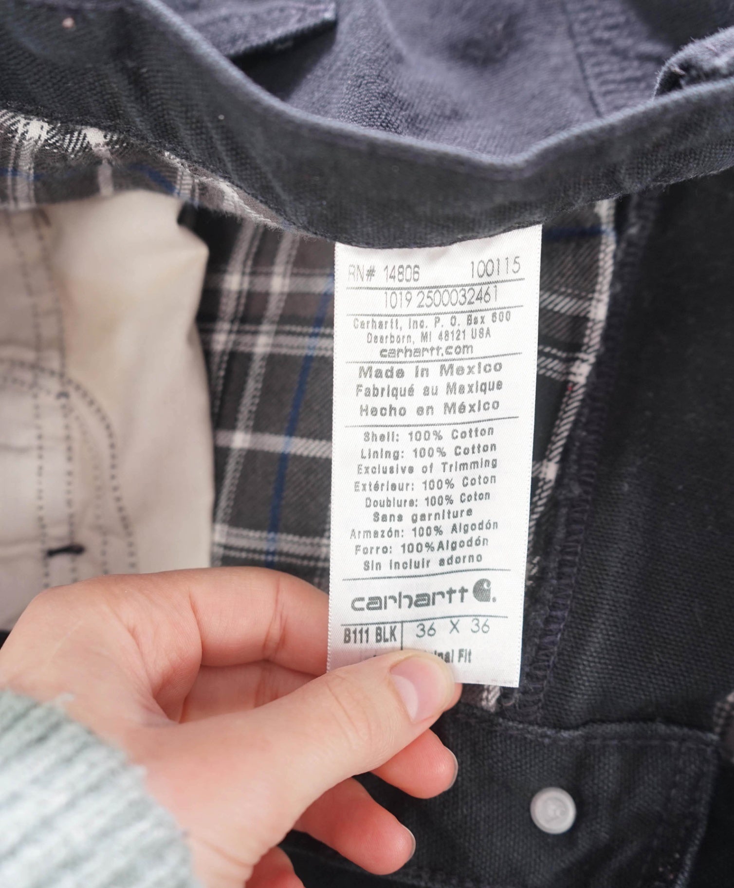 $55 CARHARTT - Solid Black Cotton Work Pants - 35W