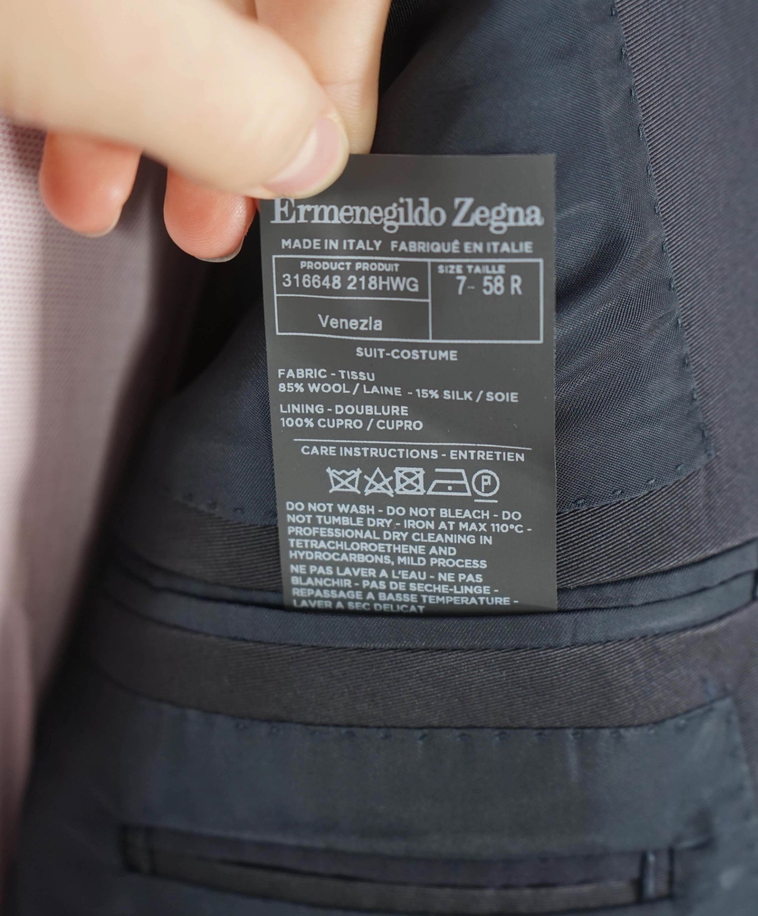 $5,995 ZEGNA - Navy Blue TROFEO 600 Wool/Silk Tuxedo - 48R