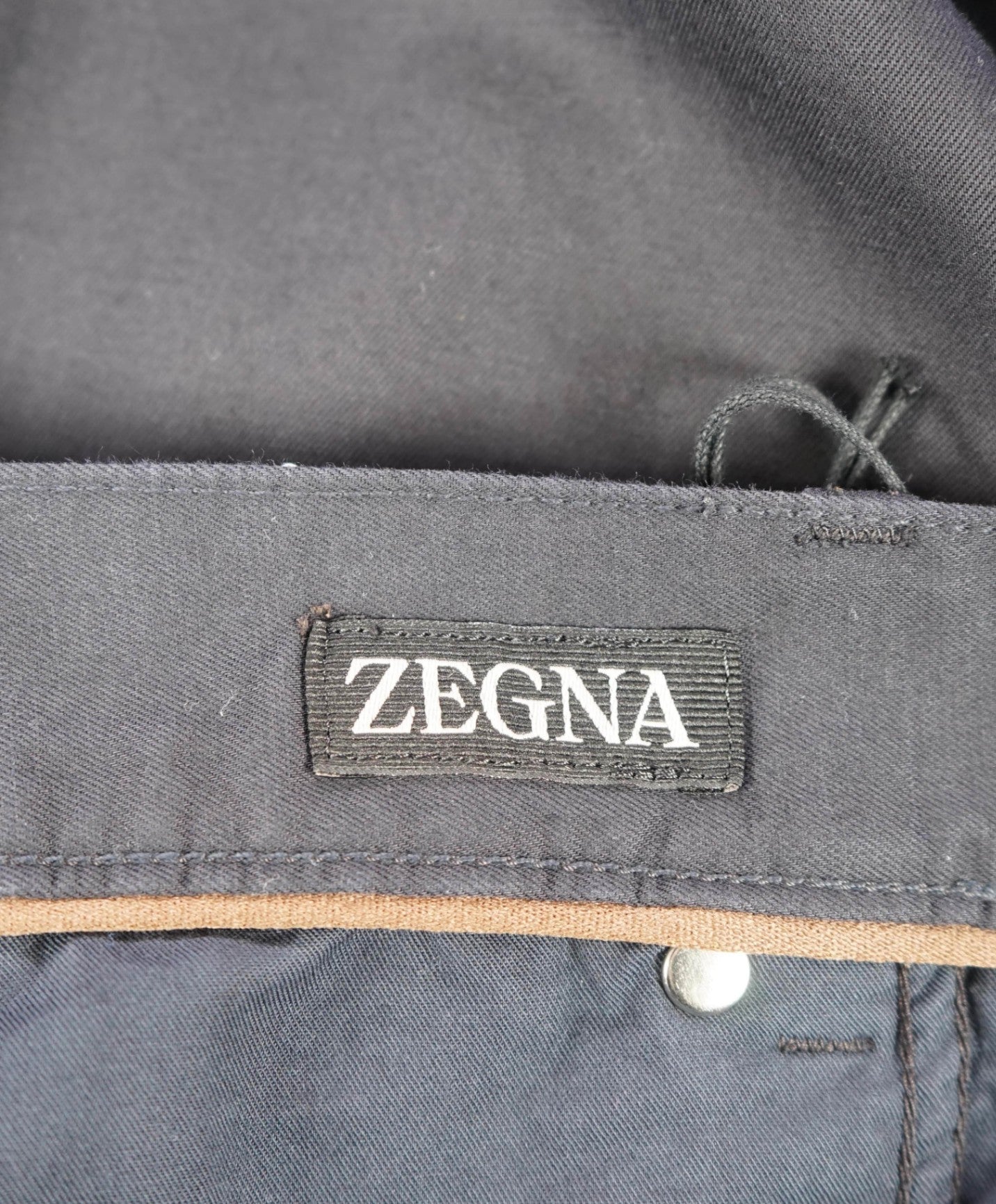 $690 ZEGNA - Navy Blue Cotton/Elastane 5-Pocket Chinos - 40W