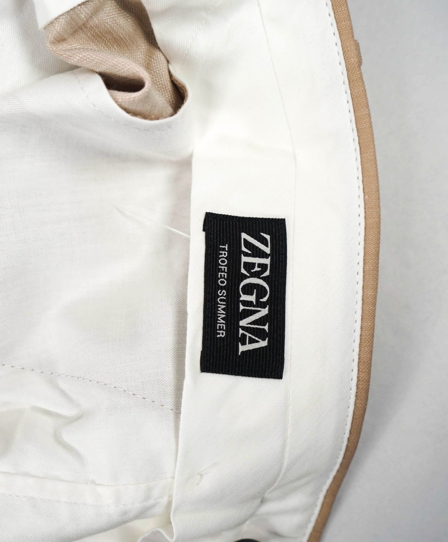 $870 ZEGNA - Solid Tan "TROFEO SUMMER" Wool/Linen Pants - 38W