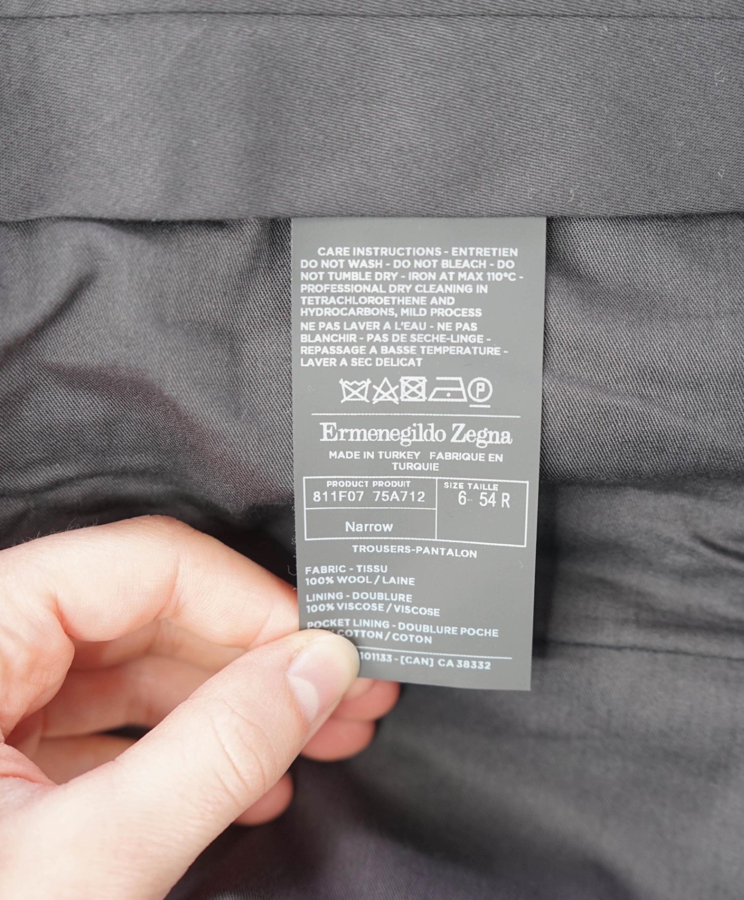 $795 ZEGNA - Dark Emerald Gray TROFEO Wool Pants - 37W