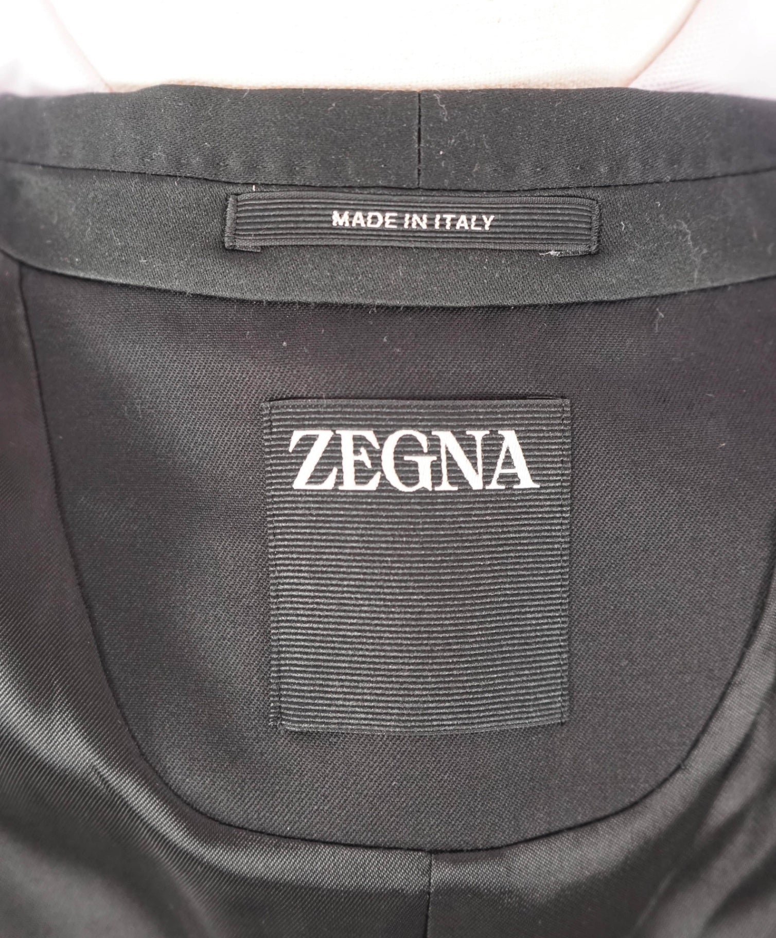 $3,950 ZEGNA - Solid Black Wool/Mohair Shawl Lapel Tuxedo - 38R