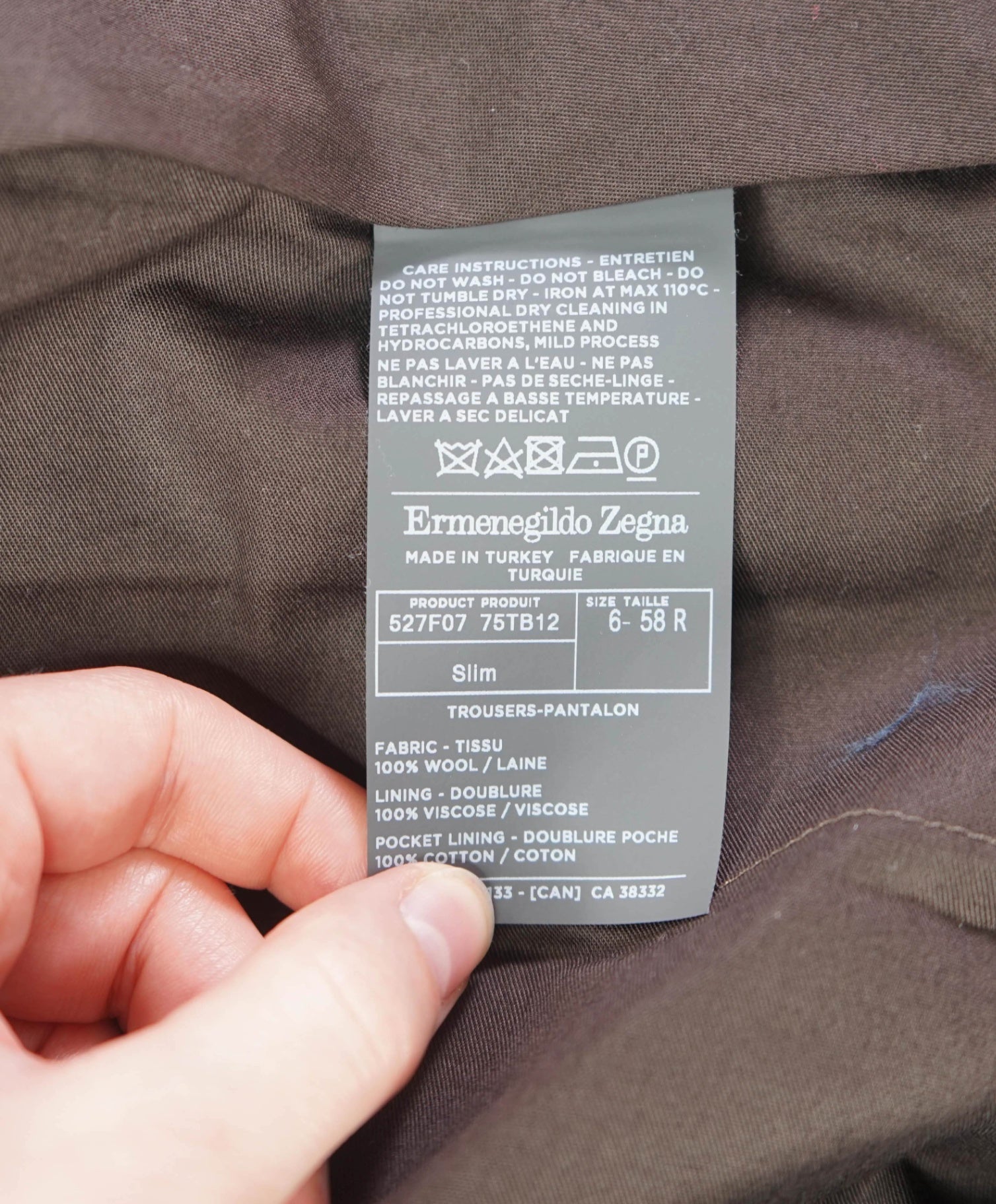 $750 ZEGNA - Brown "High Performance ALL SEASON" Wool Trousers - 40W