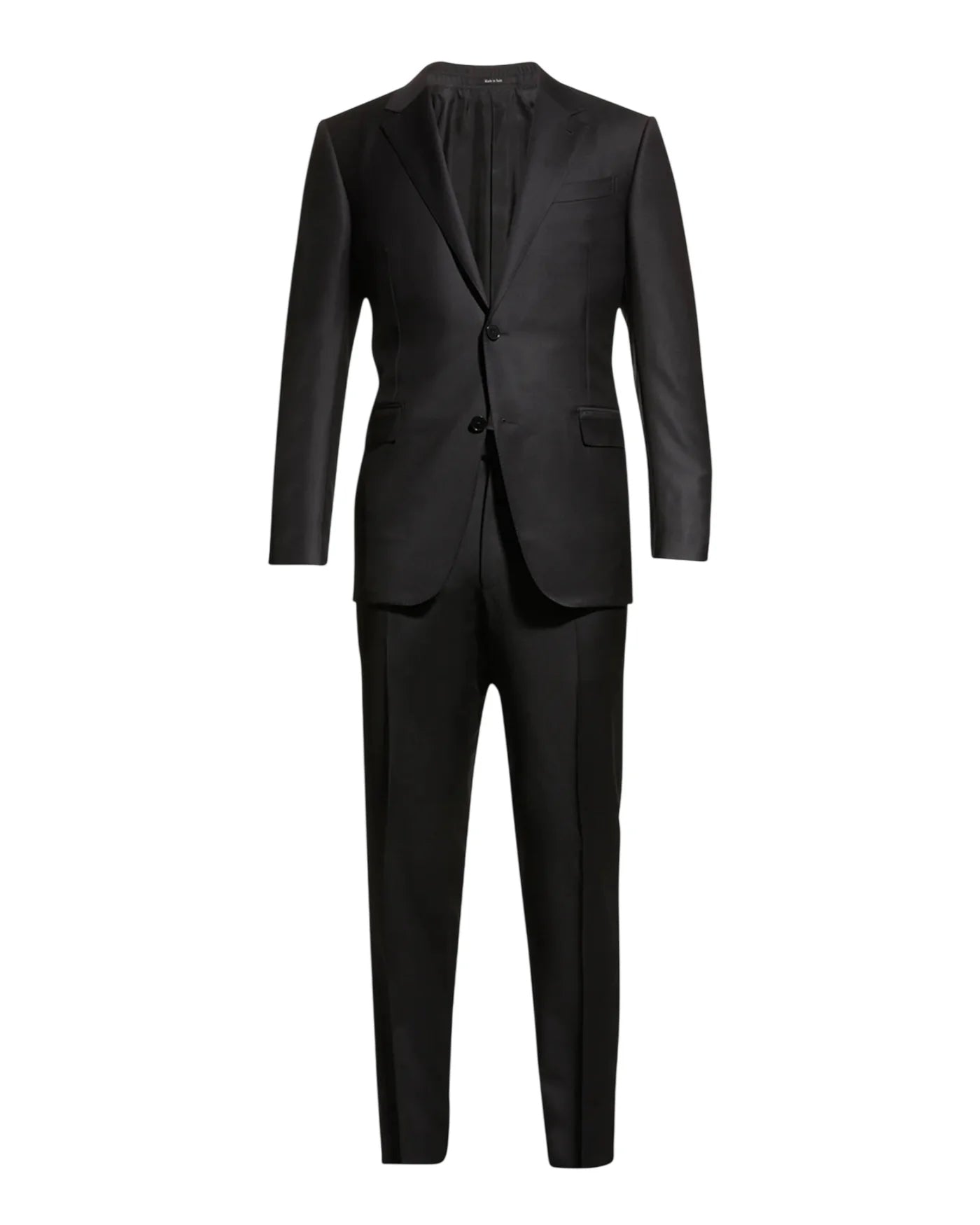 $3,950 ZEGNA - Solid Black "MICRONSPHERE" Wool Suit - 38L