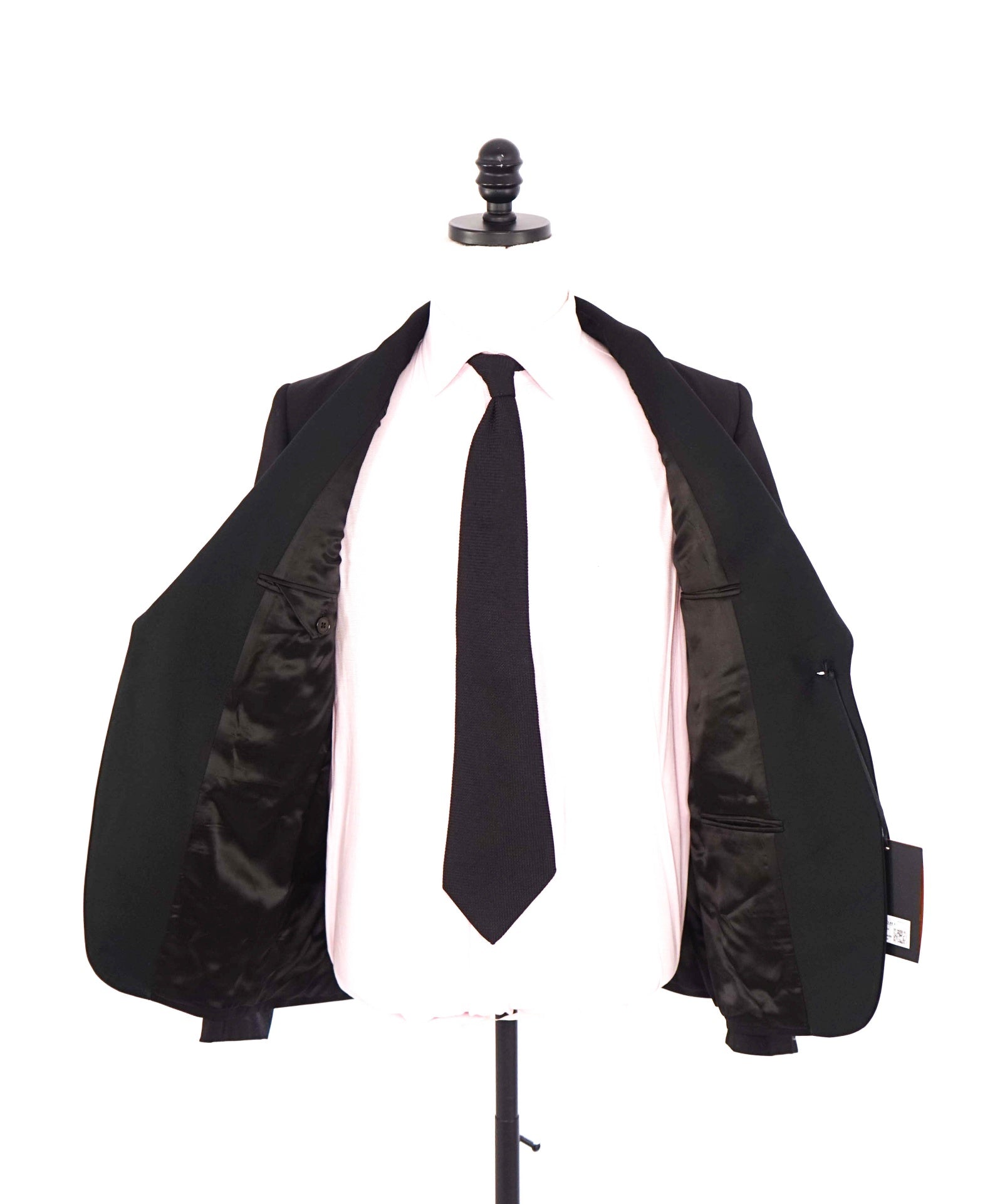 $3,950 ZEGNA - Solid Black Wool/Mohair Shawl Lapel Tuxedo - 44R