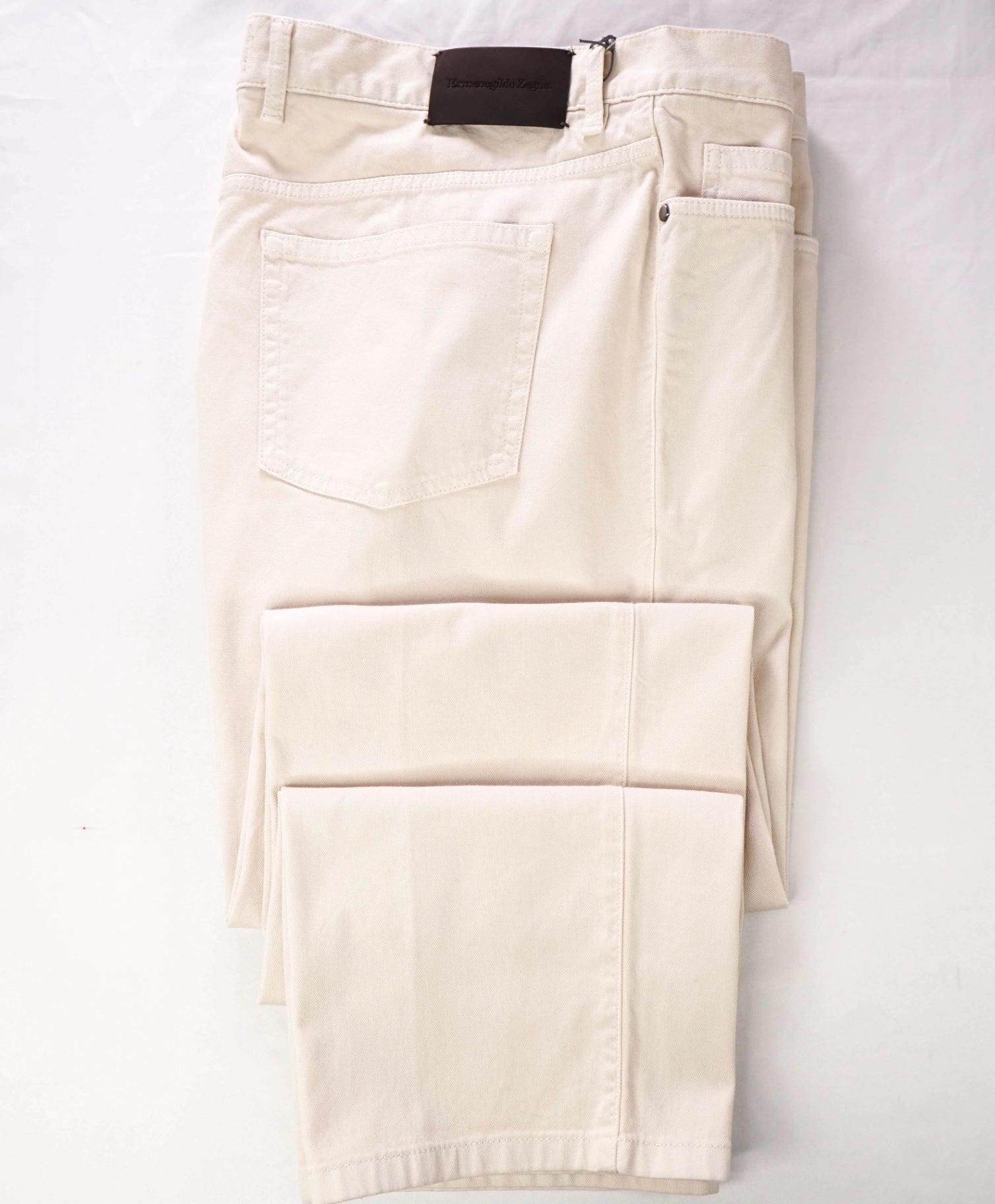 $795 ZEGNA - Solid Beige Denim Pants - 42W