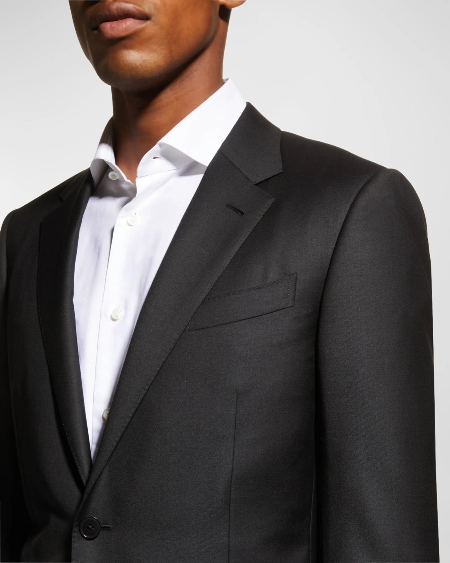 $3,950 ZEGNA - Solid Black "MICRONSPHERE" Wool Suit - 38L
