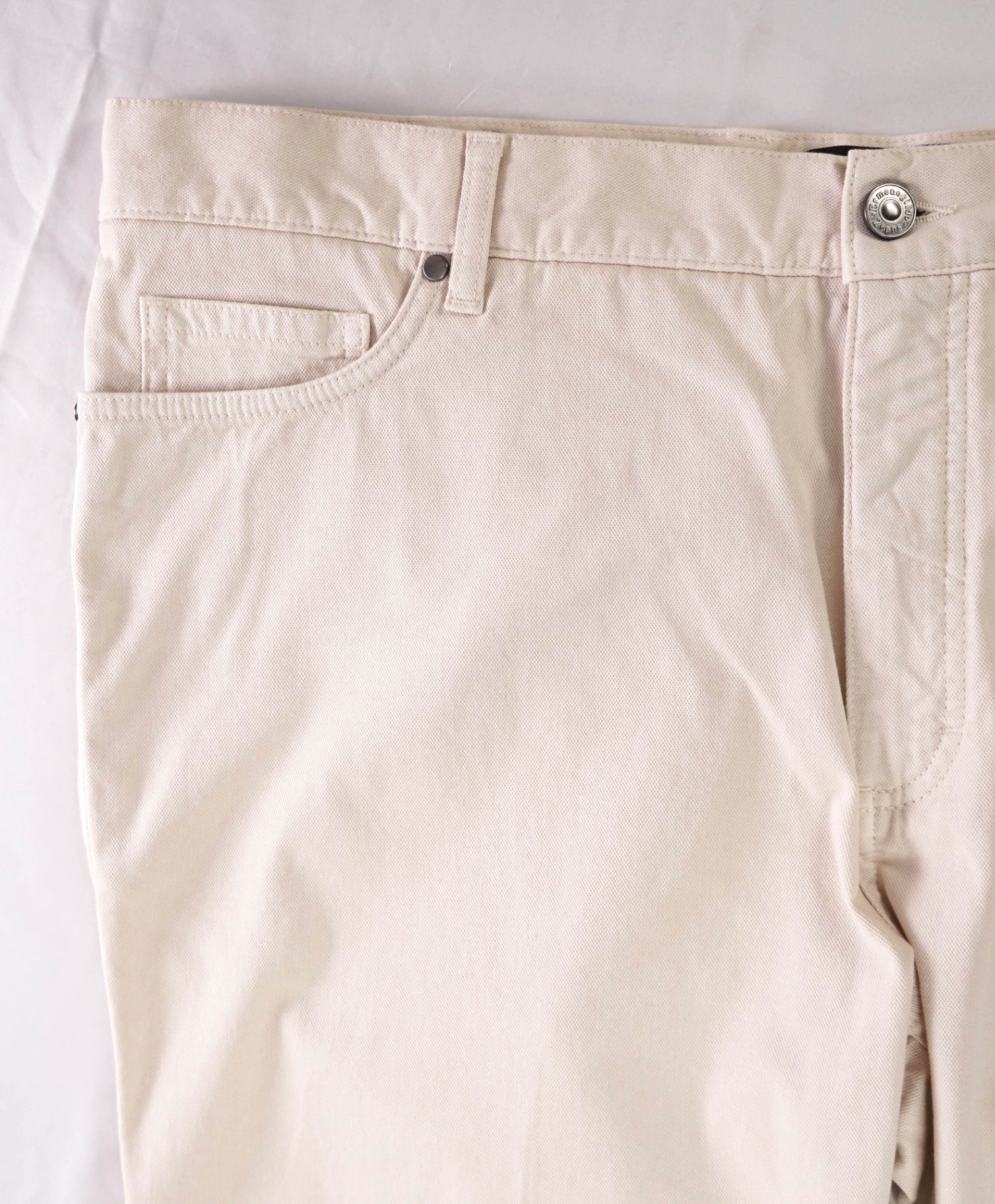 $795 ZEGNA - Solid Beige Denim Pants - 42W