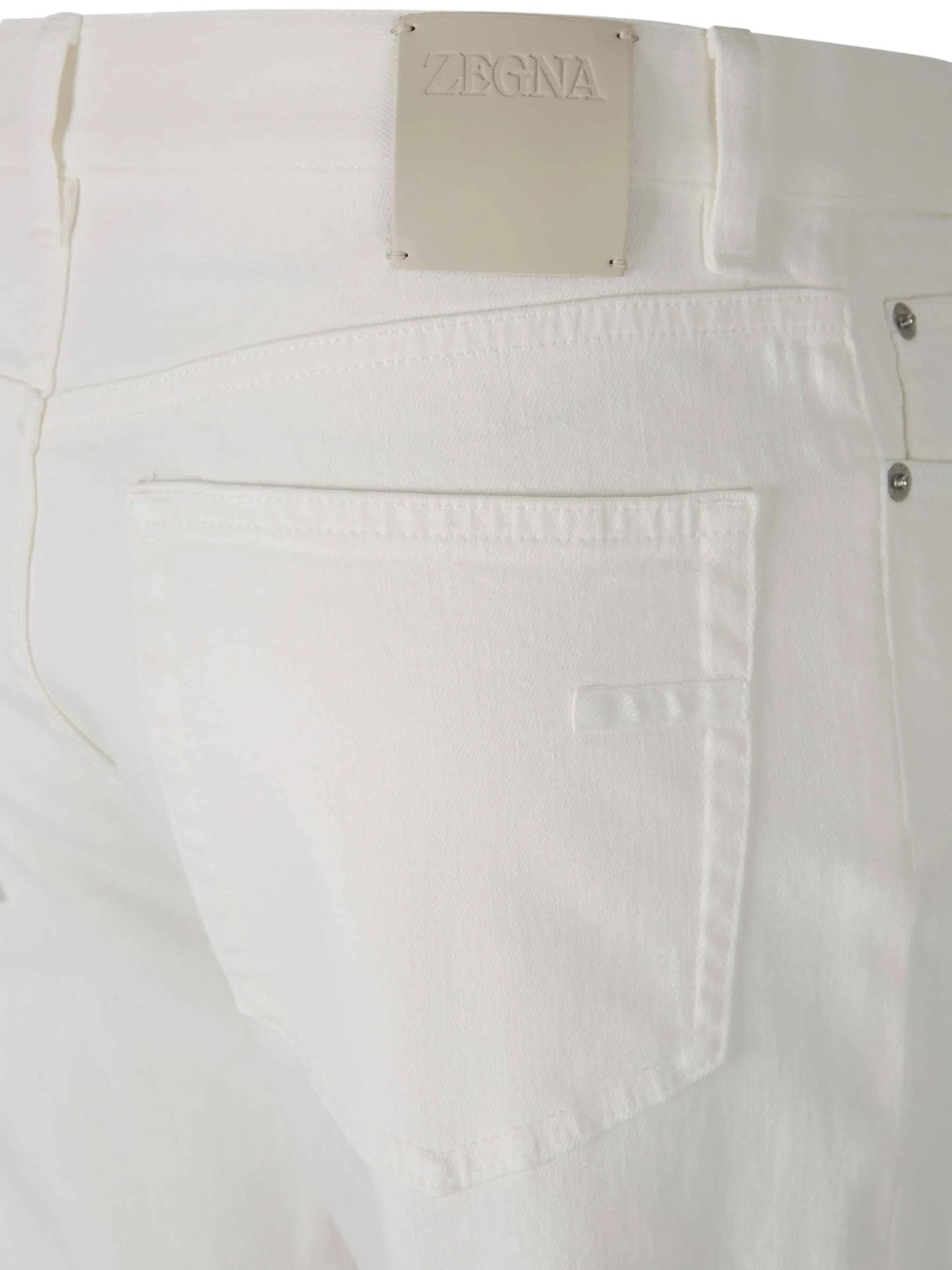 $385 ZEGNA - Solid White Slim Fit Denim Pants - 36W