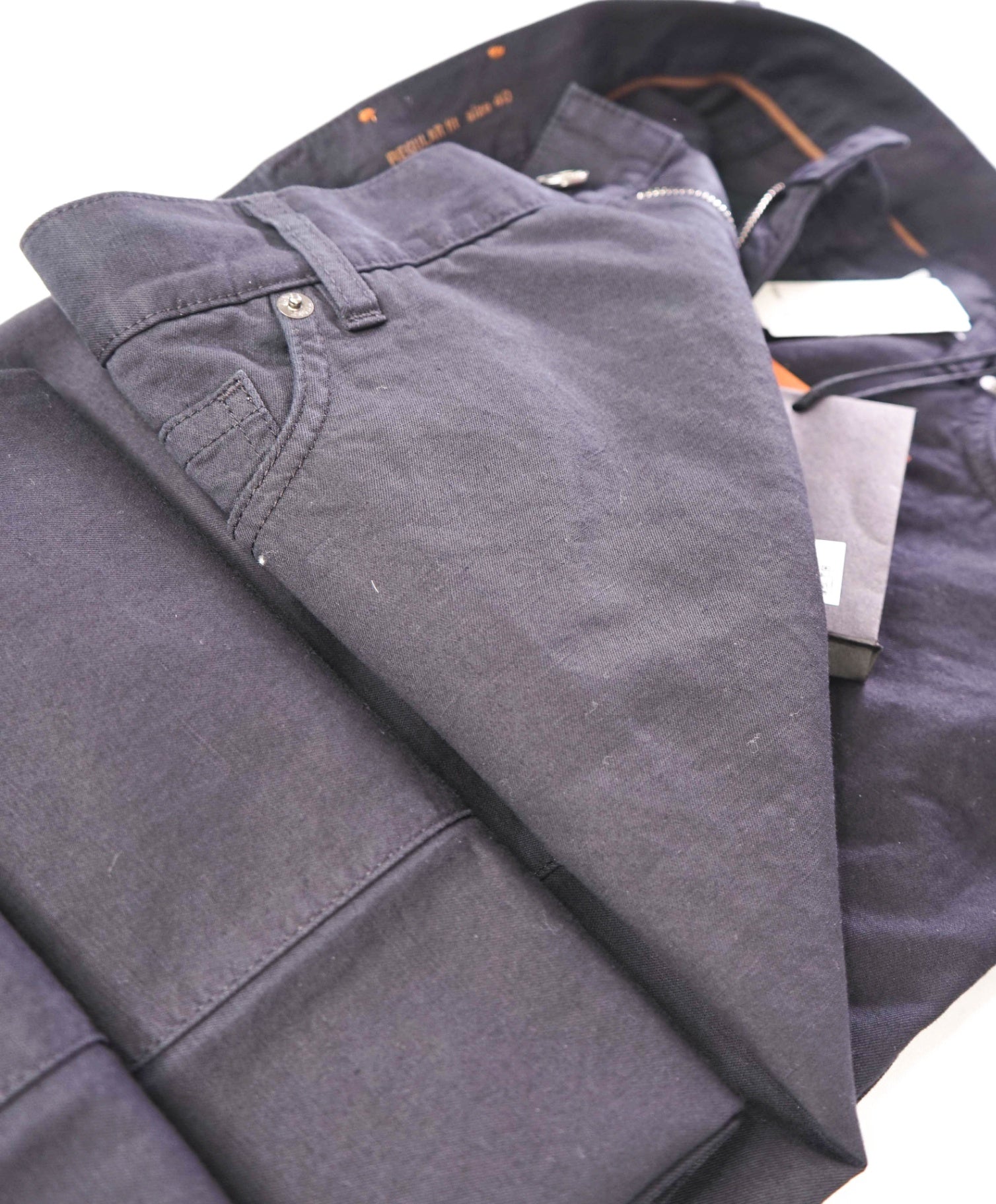 $690 ZEGNA - Navy Blue Cotton/Elastane 5-Pocket Chinos - 40W
