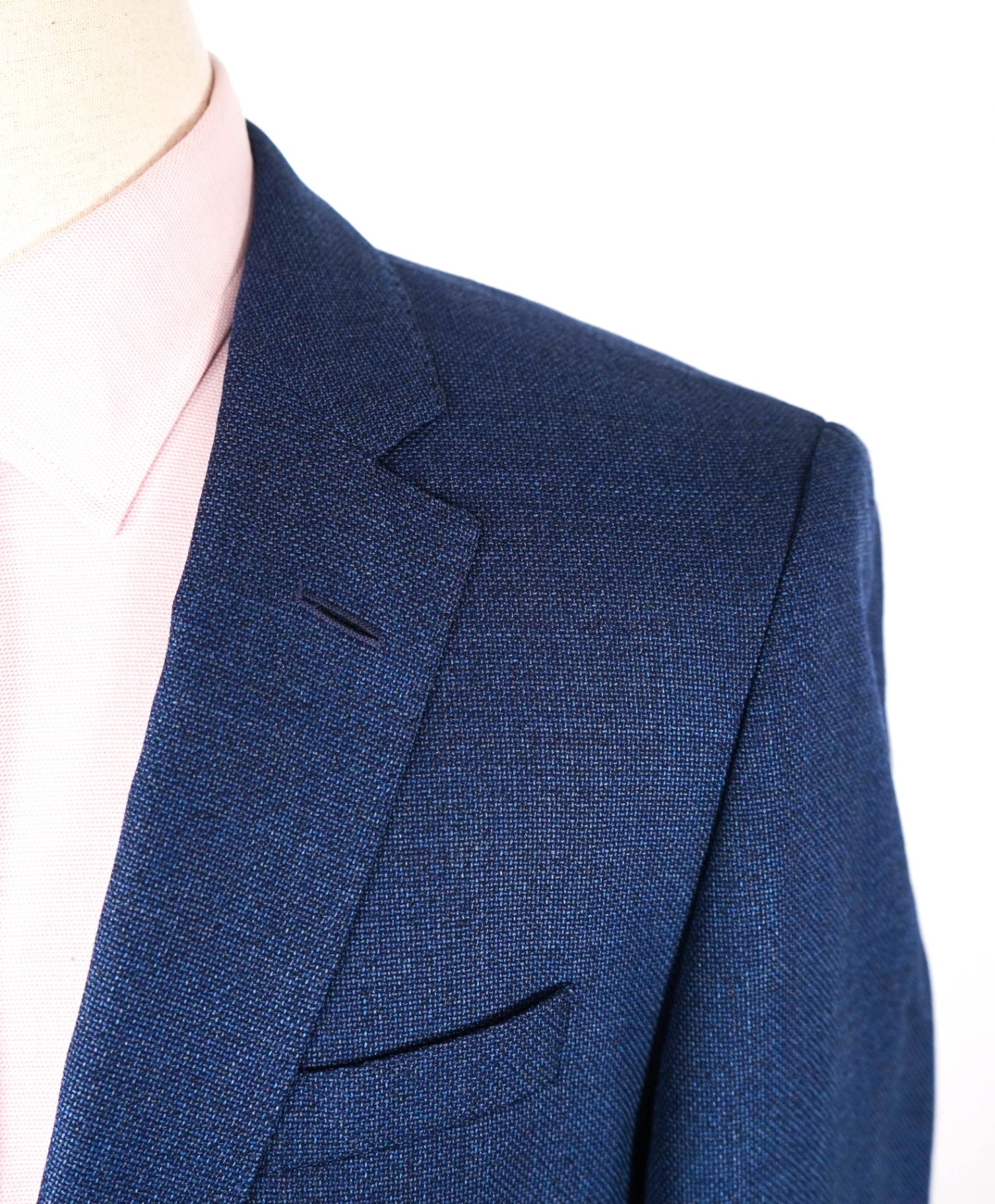 $795 BOSS - REDA Textured Blue Super 110's Wool Blazer - 36R