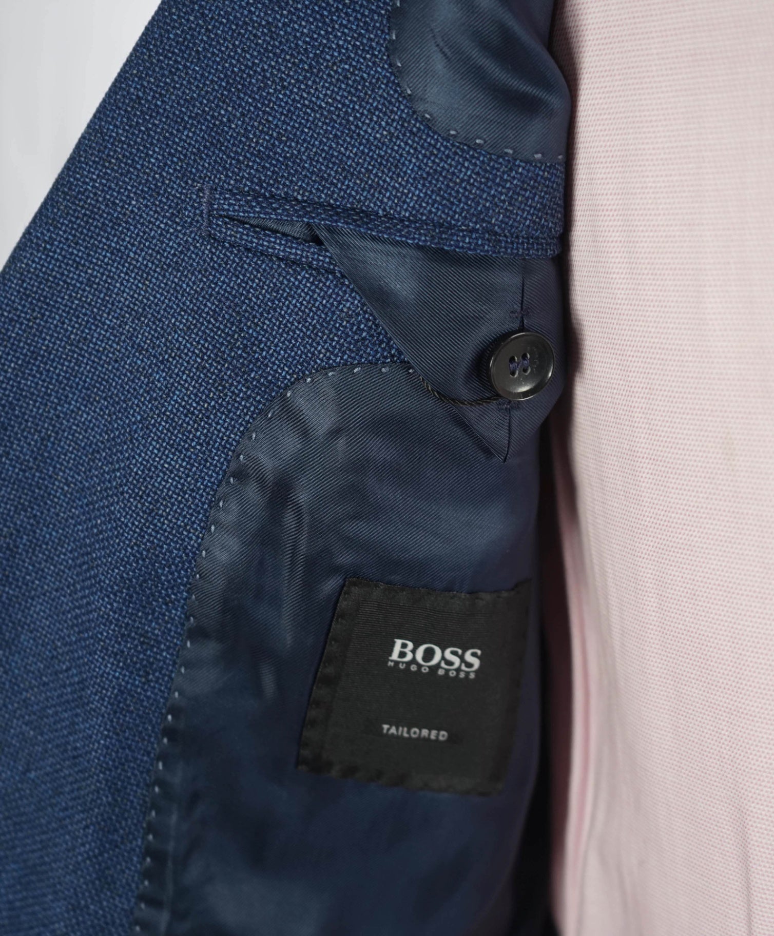 $795 BOSS - REDA Textured Blue Super 110's Wool Blazer - 36R