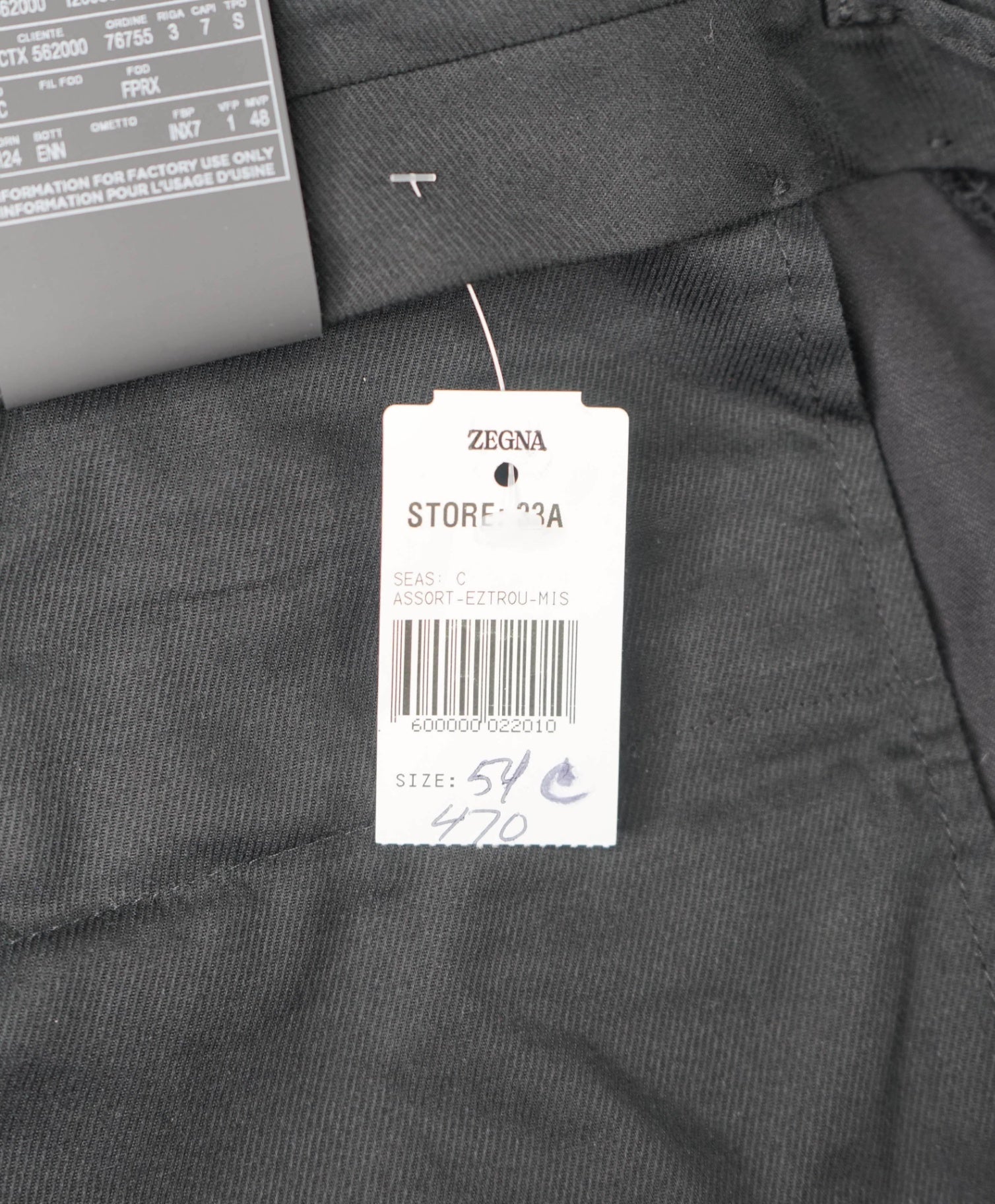 $870 ZEGNA - Black Wool Tuxedo Pants - 36W