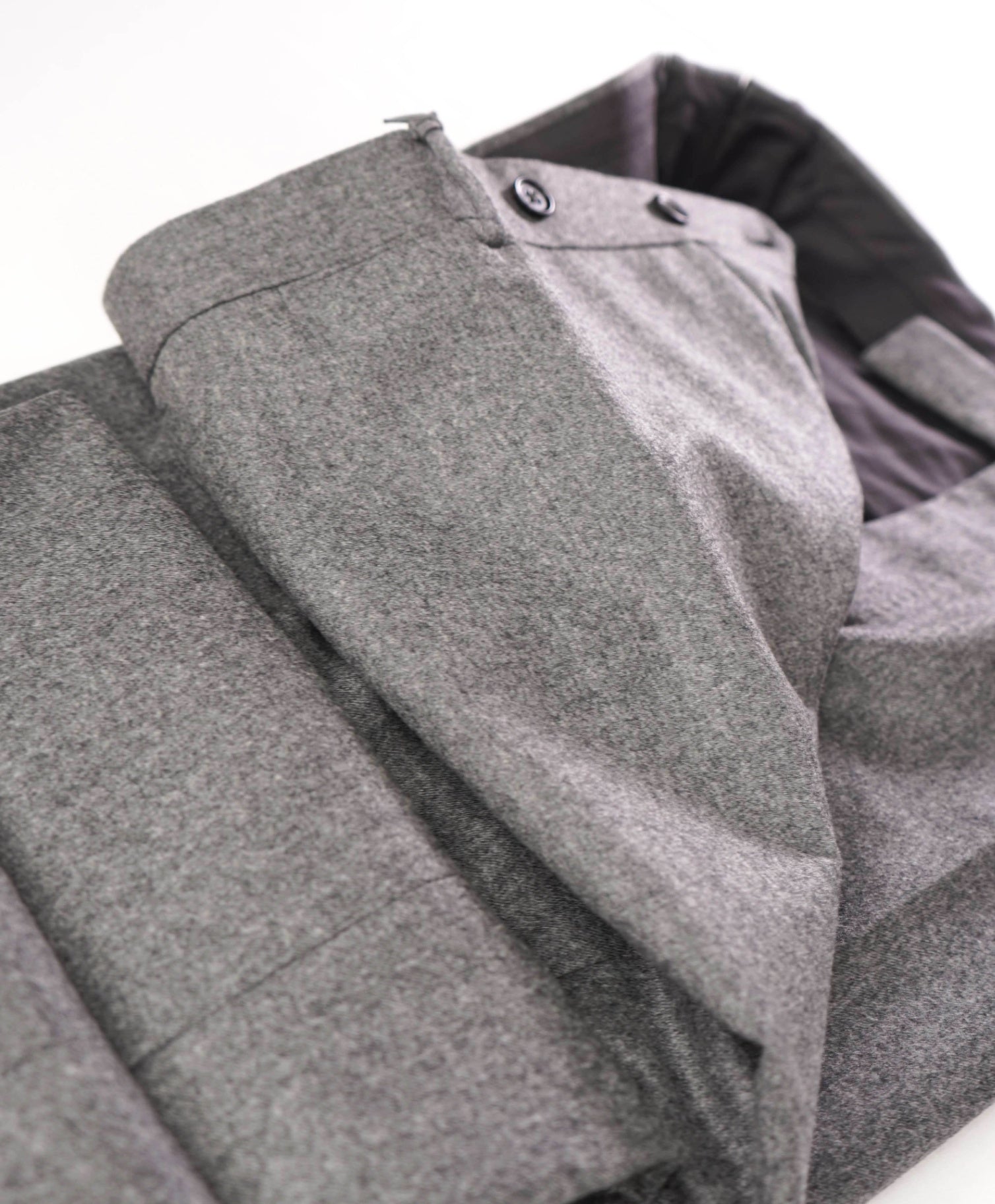 $575 ZEGNA - Solid Gray Flannel Wool Slim Fit Pants - 41W