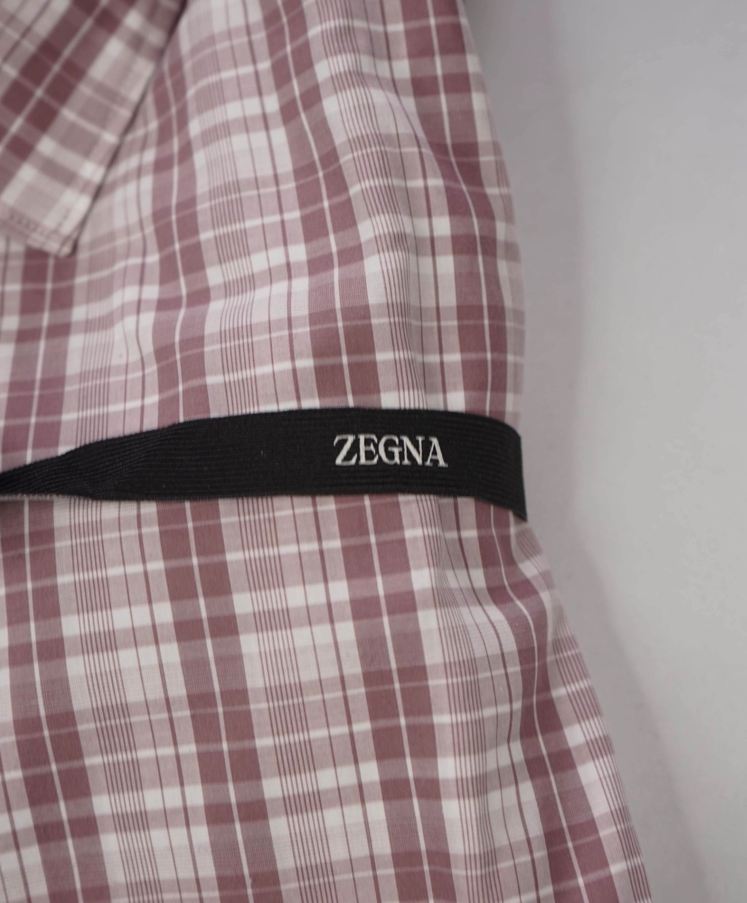 $595 ZEGNA - Pink Plaid "CENTOQUARANTA TWILL" Cotton Shirt - XL