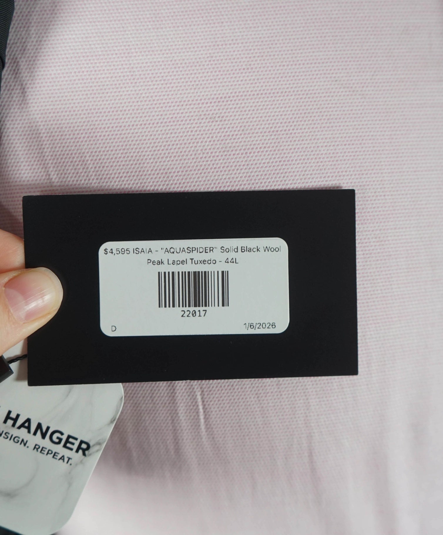 $4,595 ISAIA - "AQUASPIDER" Solid Black Wool Peak Lapel Tuxedo - 44L