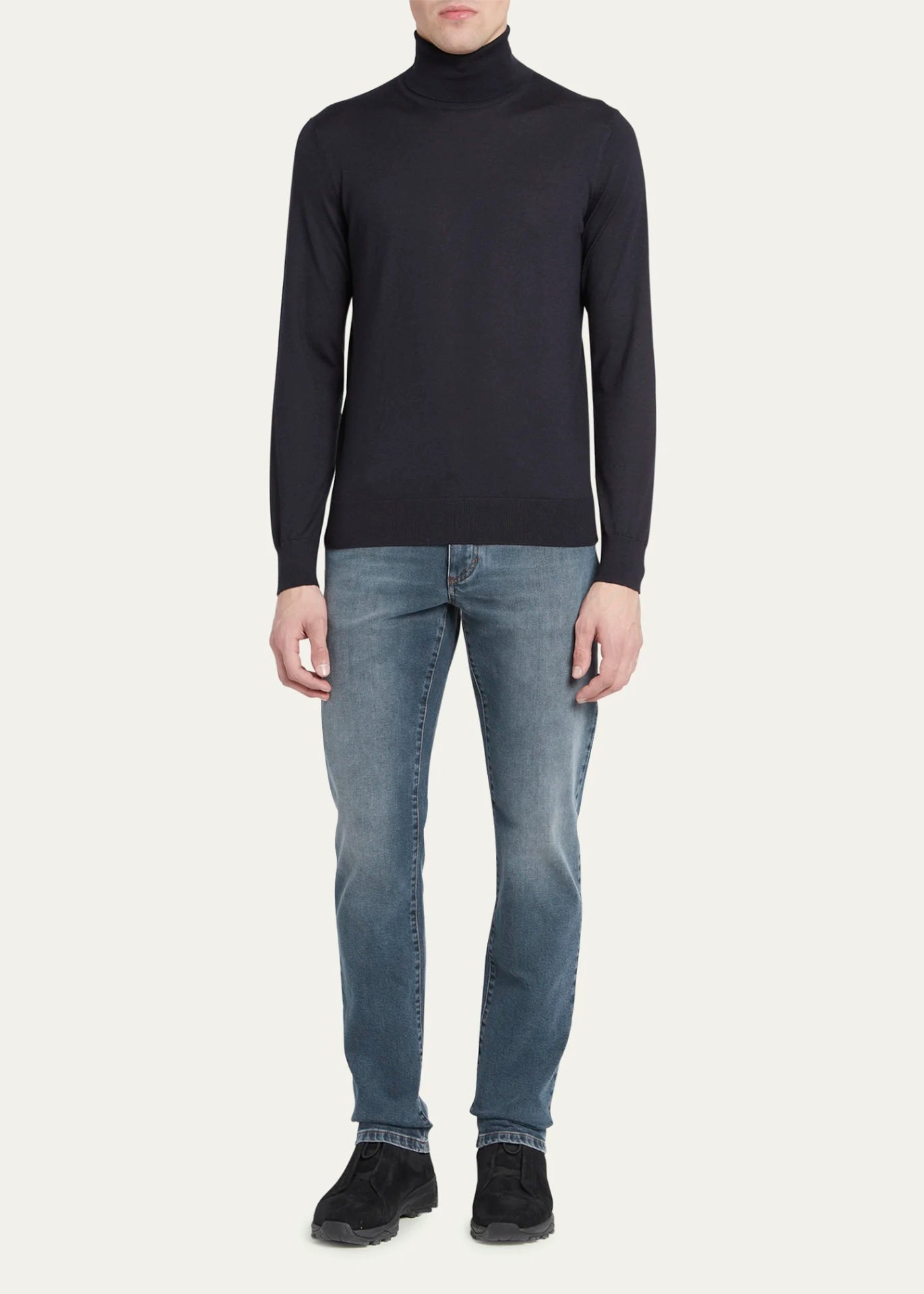 $2,290 ZEGNA - Navy PURE CASHMERE Turtleneck Sweater - XXL (56EU)