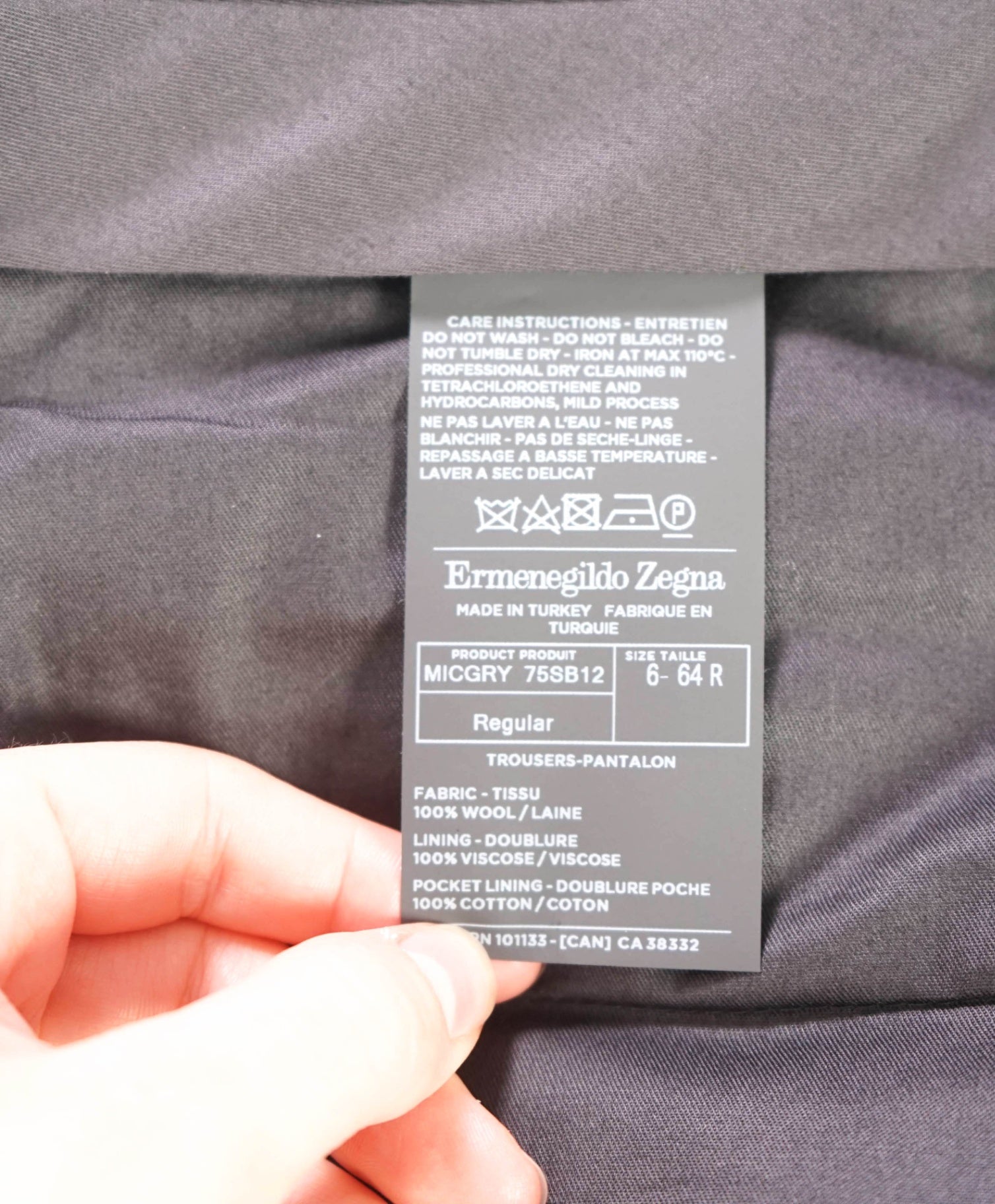 $895 ZEGNA - Solid Gray "MICRONSPHERE" Wool Pants - 44W