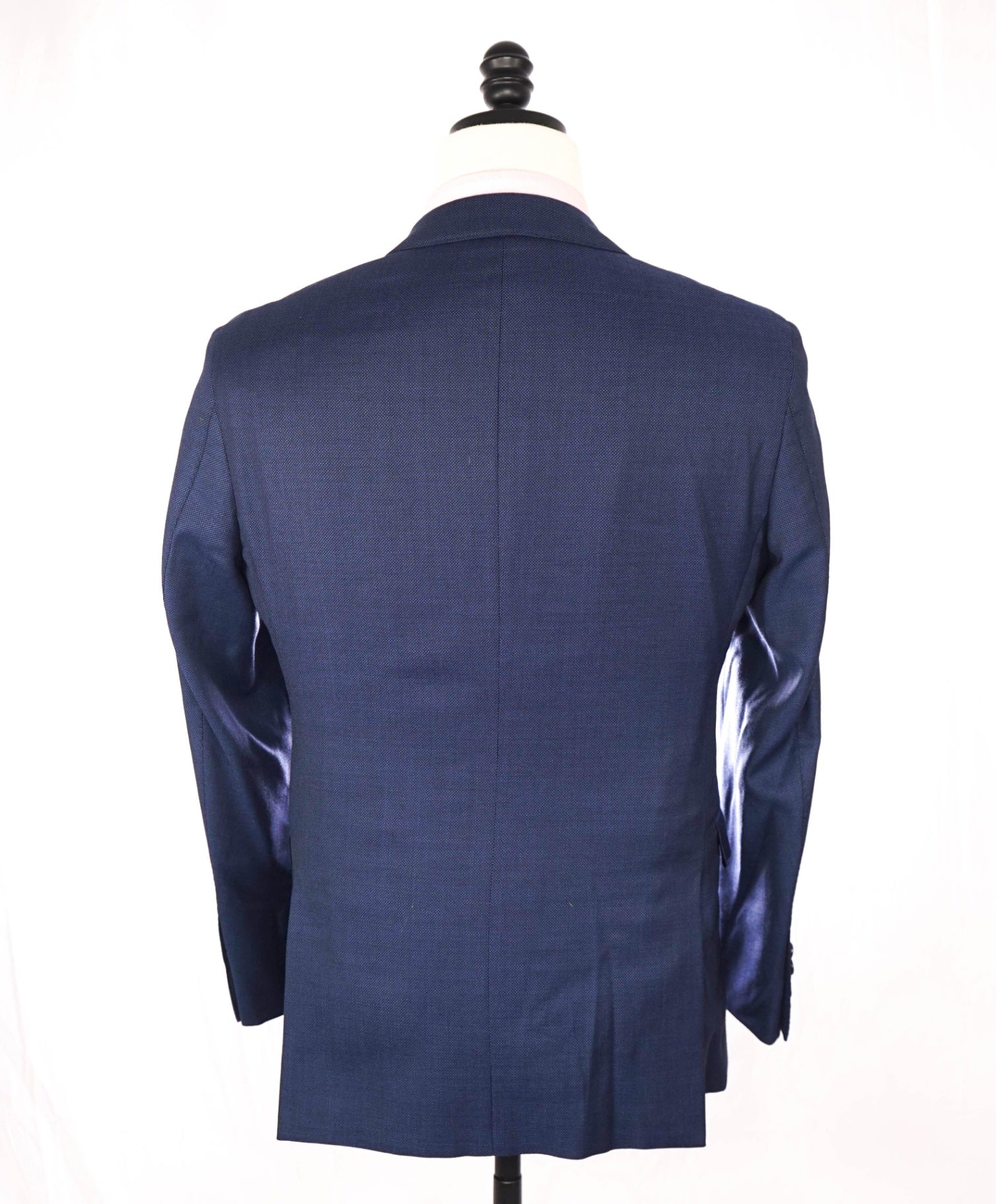 $1,295 BOSS - Navy Blue Birdseye FULL CANVAS Suit - 36