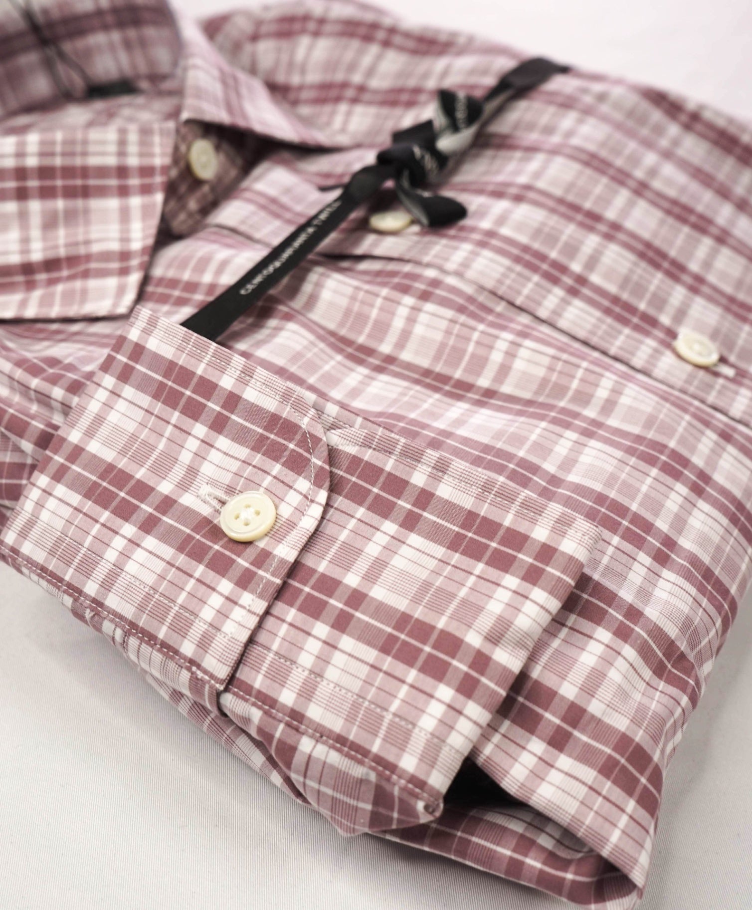 $595 ZEGNA - Pink Plaid "CENTOQUARANTA TWILL" Cotton Shirt - XL
