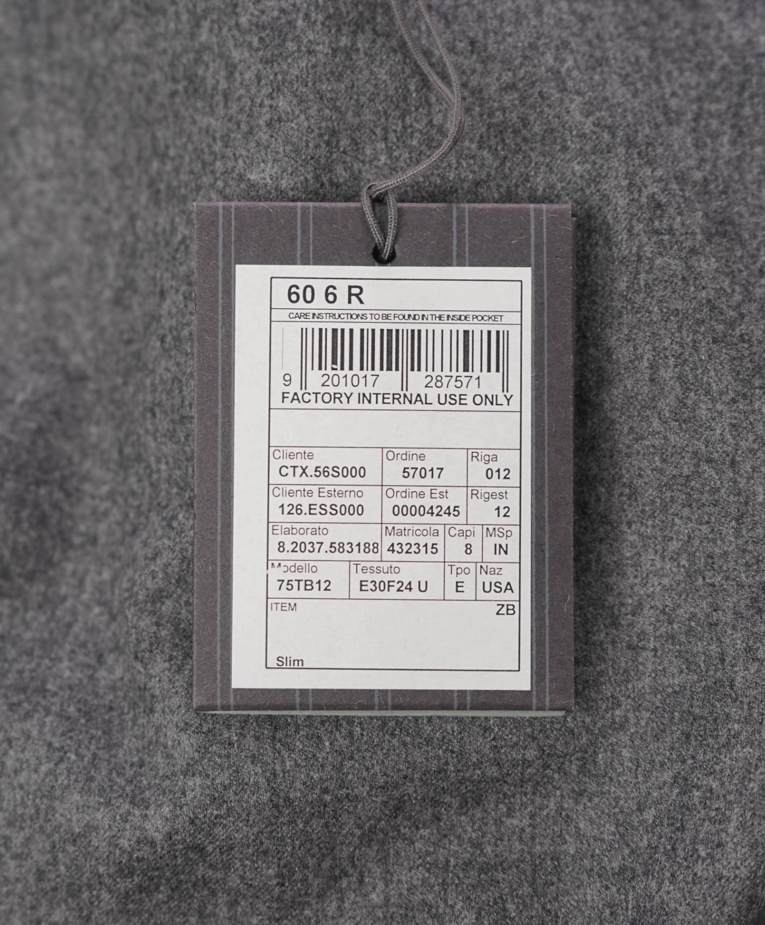 $575 ZEGNA - Solid Gray Flannel Wool Slim Fit Pants - 40W