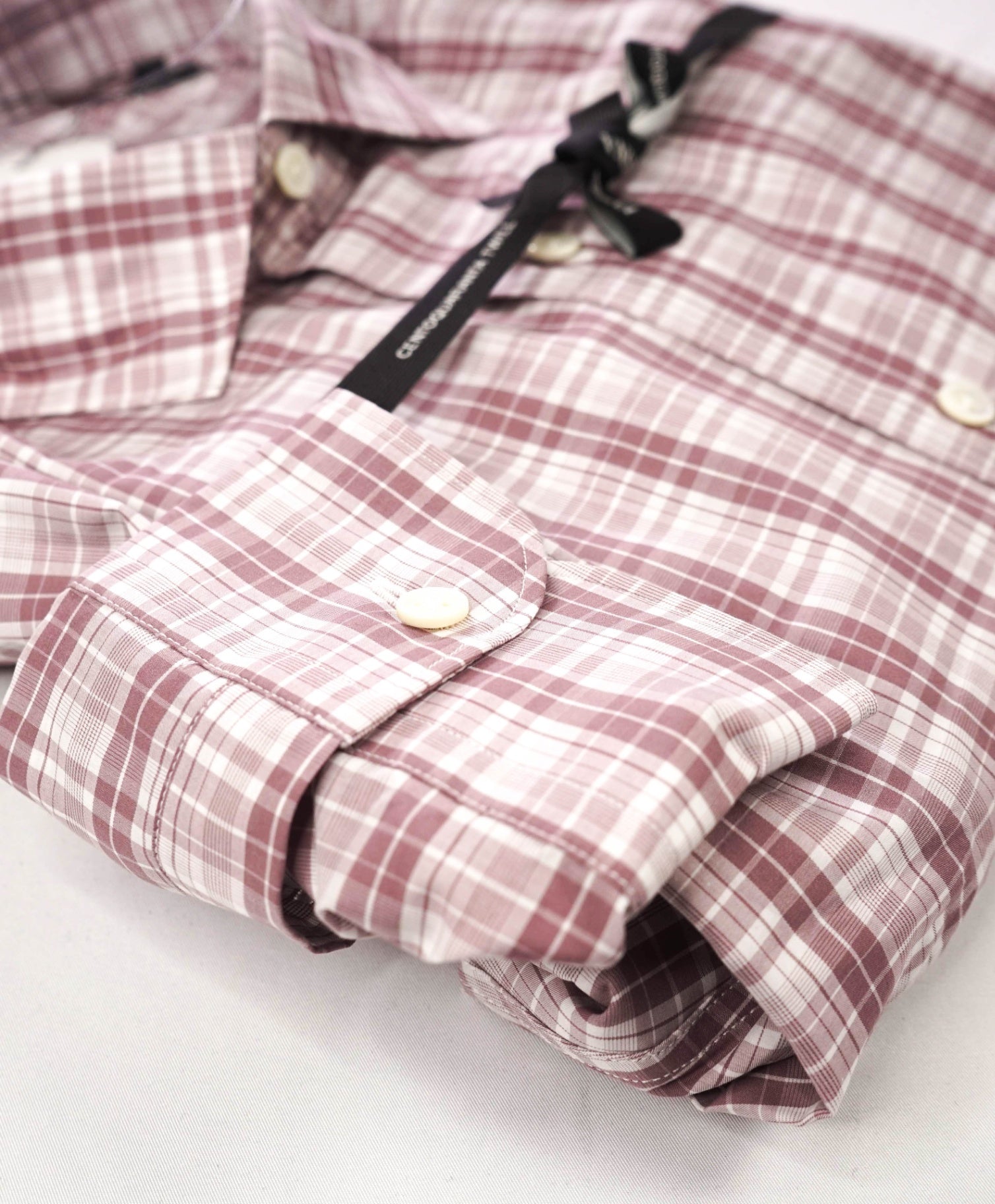 $595 ZEGNA - Pink Plaid "CENTOQUARANTA TWILL" Cotton Shirt - XL